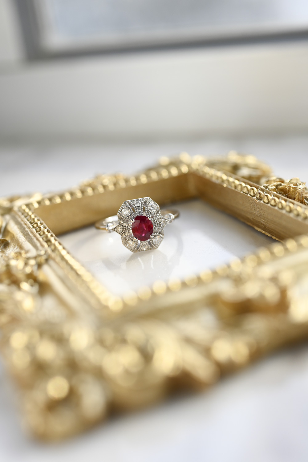 18K Gothic Ruby Diamond Ring