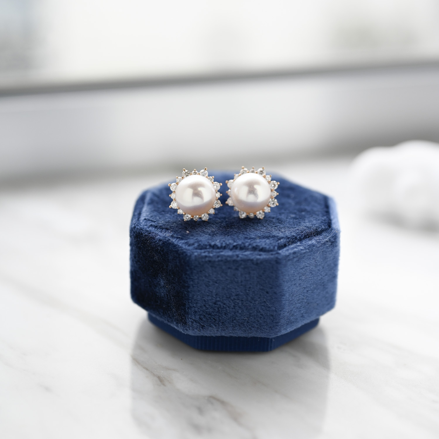 18K Snowflake Akoya Pearl Diamond Earring