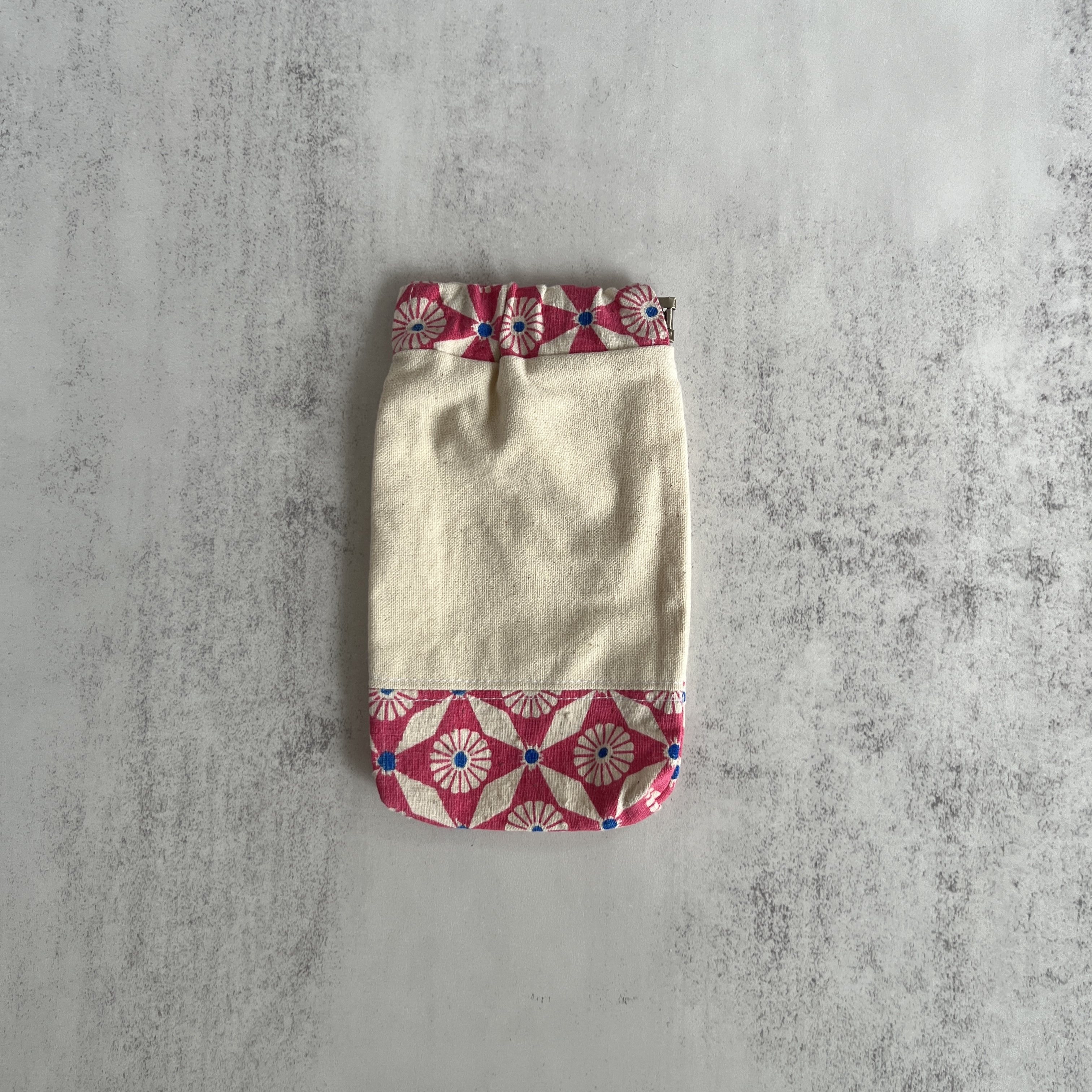 彈口快取筆袋（粉花白色）