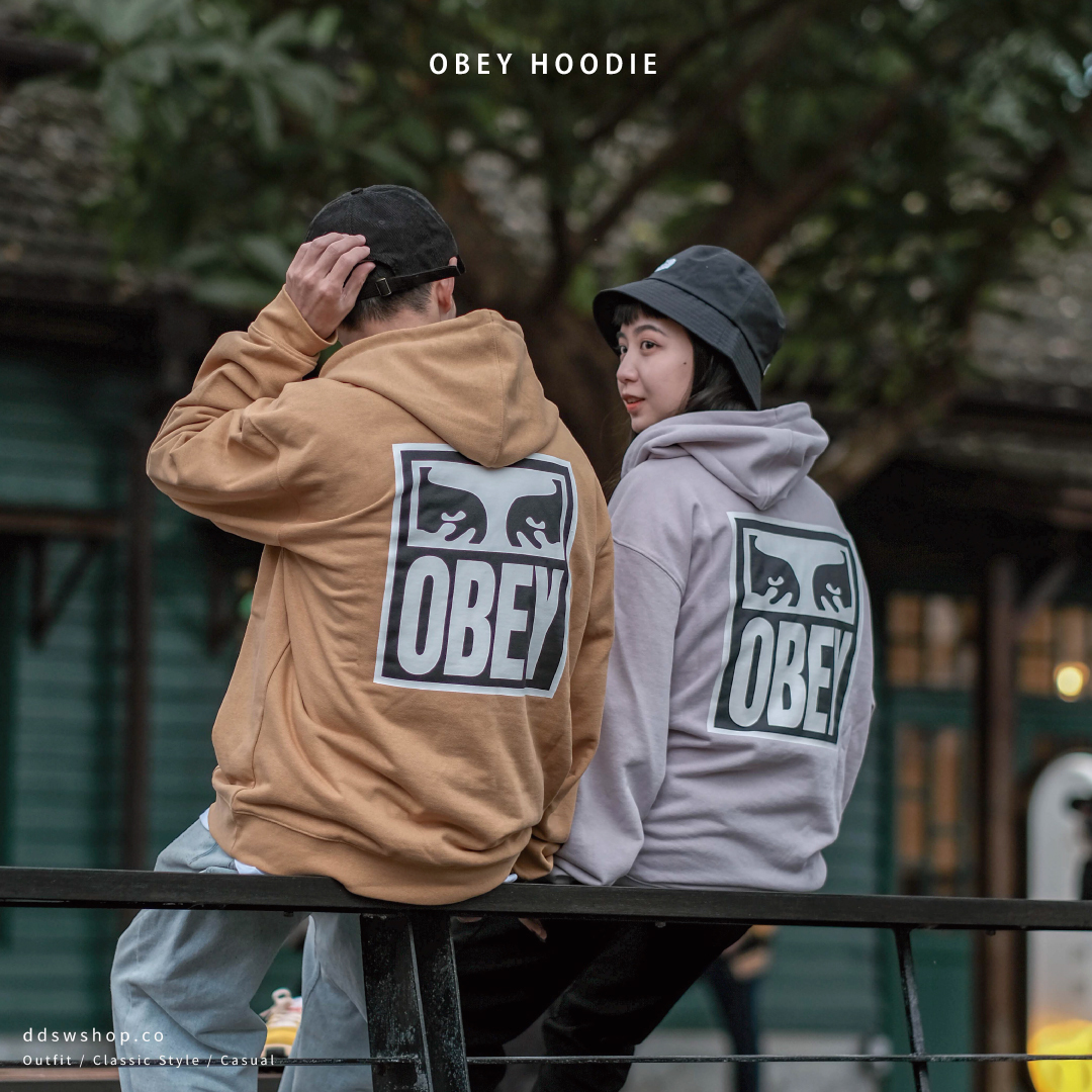 Obey Hoodie 帽踢 國外限定款 眼睛Logo 印花 背圖 毛巾布 黑 藕紫 深奶茶 黃瓜綠
