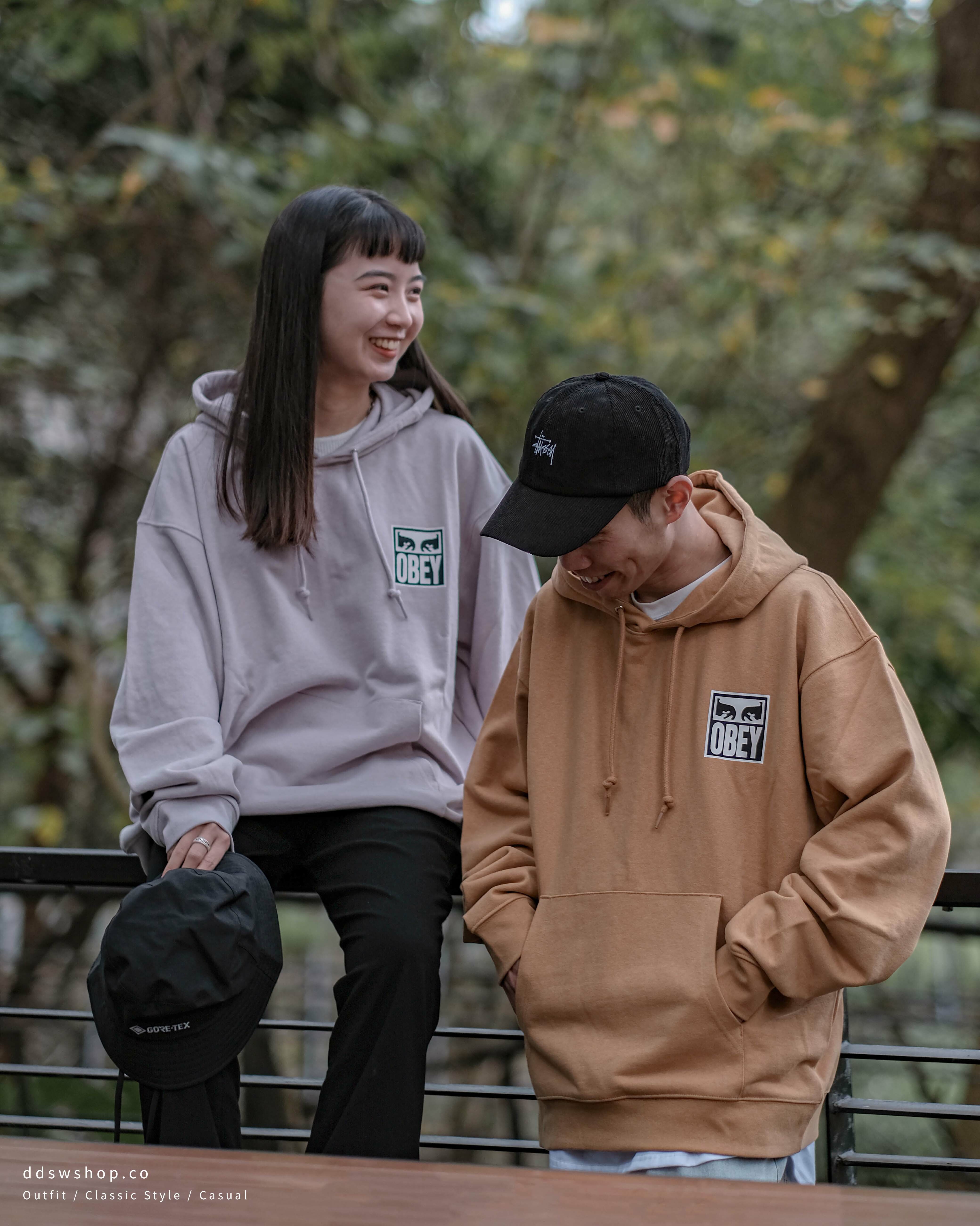 Obey Hoodie 帽踢 國外限定款 眼睛Logo 印花 背圖 毛巾布 黑 藕紫 深奶茶 黃瓜綠