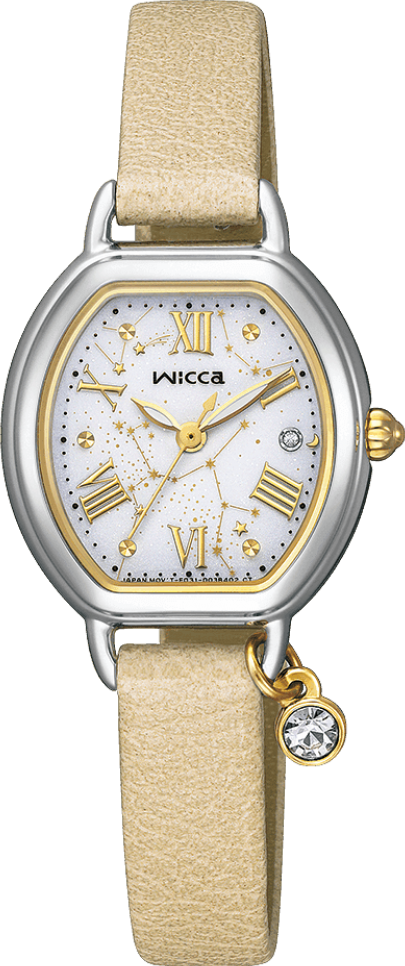 萬年鐘錶 - Citizen - Wicca   限量酒桶型細緻套組太陽能女錶  KP2-515-12  錶徑23.5MM