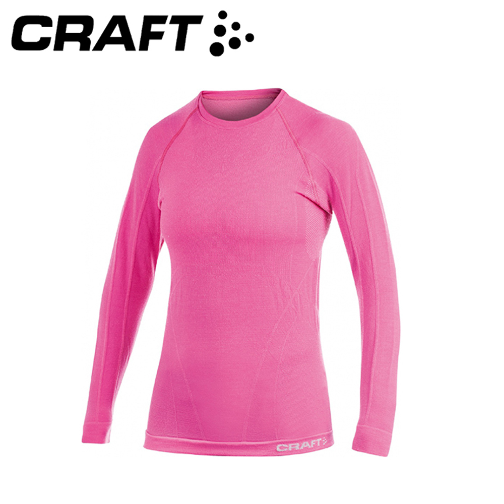 CRAFT 瑞典 1902342 長袖圓領羊毛衣 女款 (黑、粉紅) 透氣排汗/立體剪裁/保暖舒適/登山健行/運動 12R02342