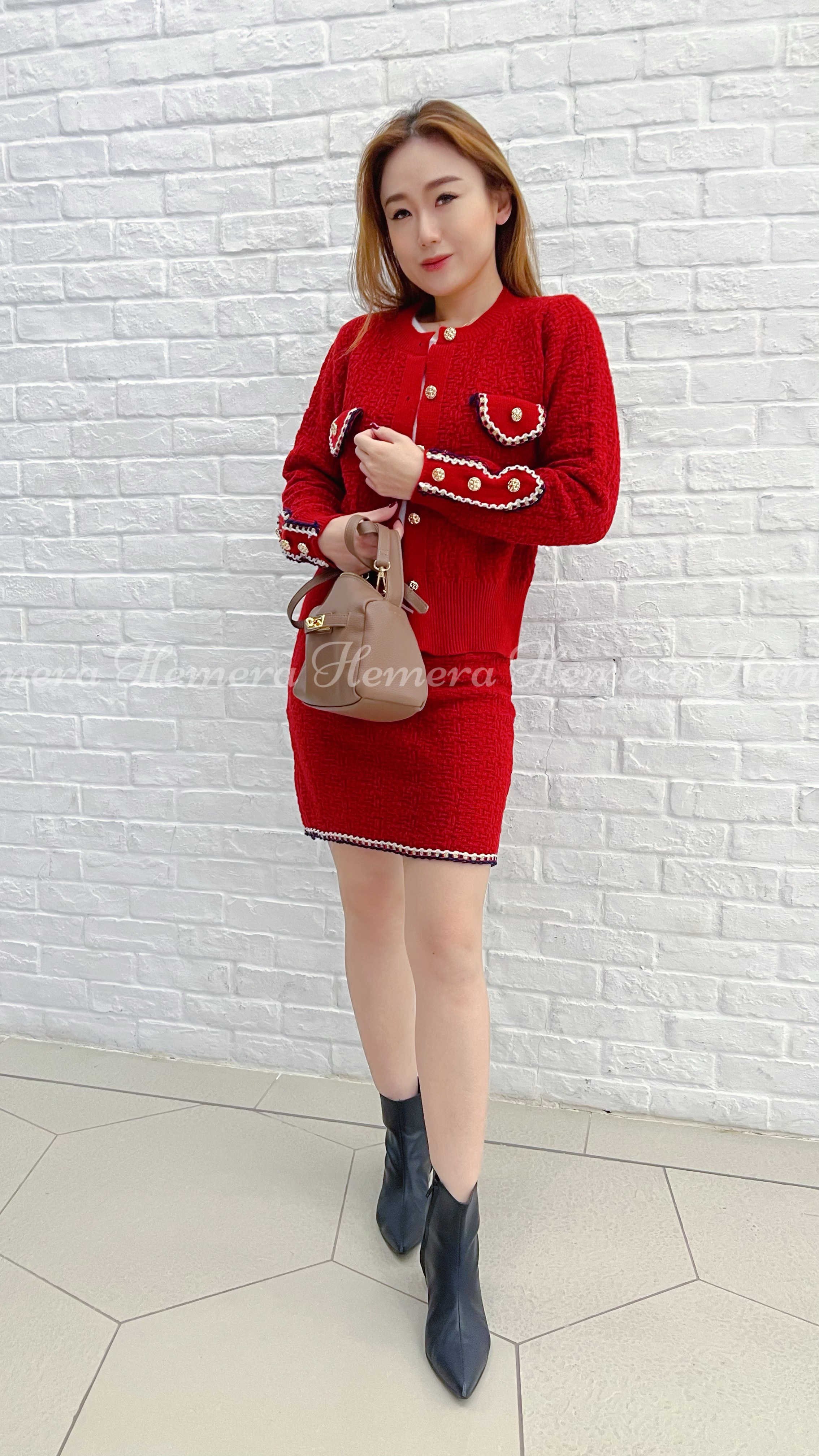 ST23W0116 小香風織料邊套裝