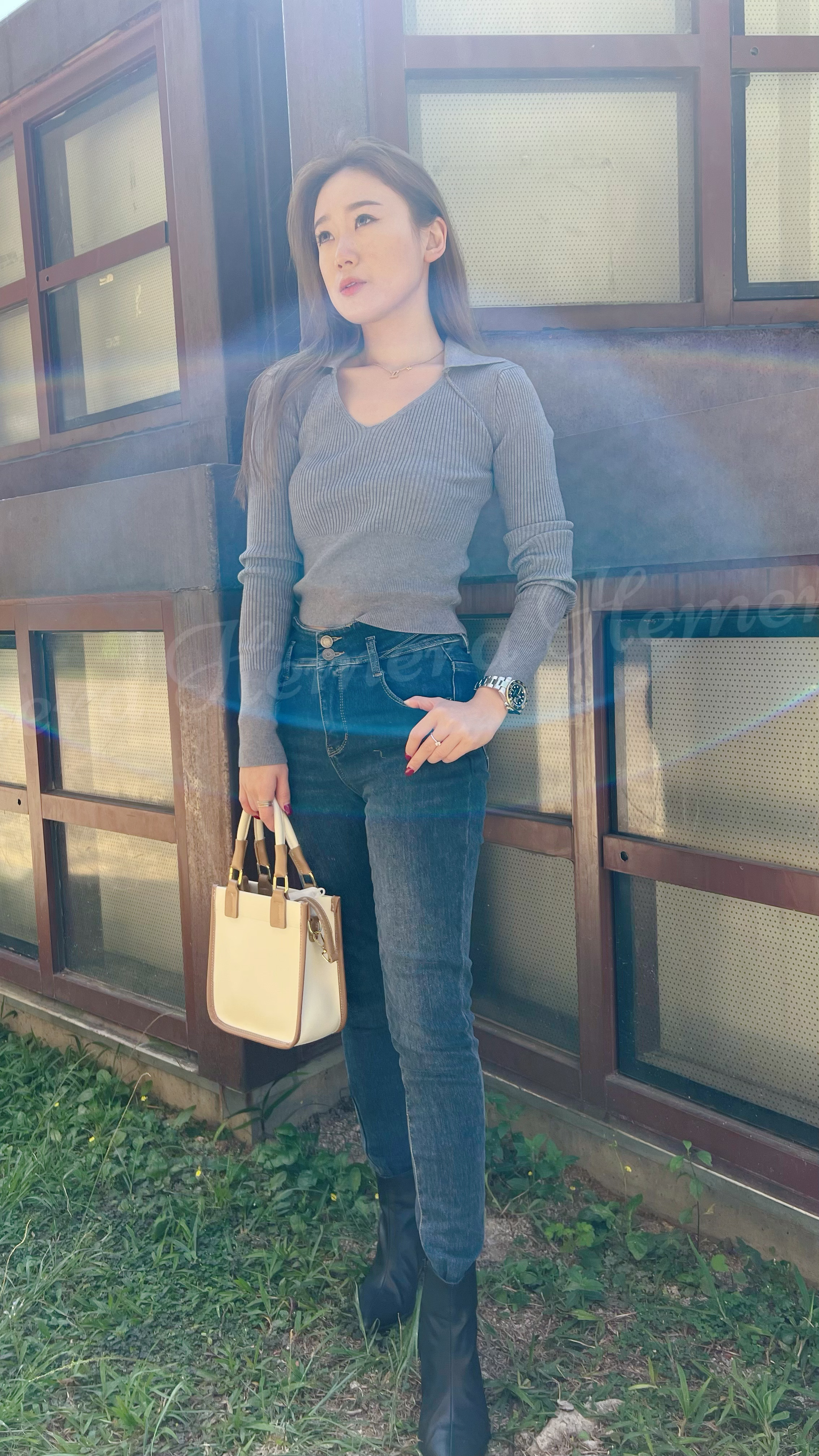 TP23W0120 Polo領百搭直坑紋彈性上身