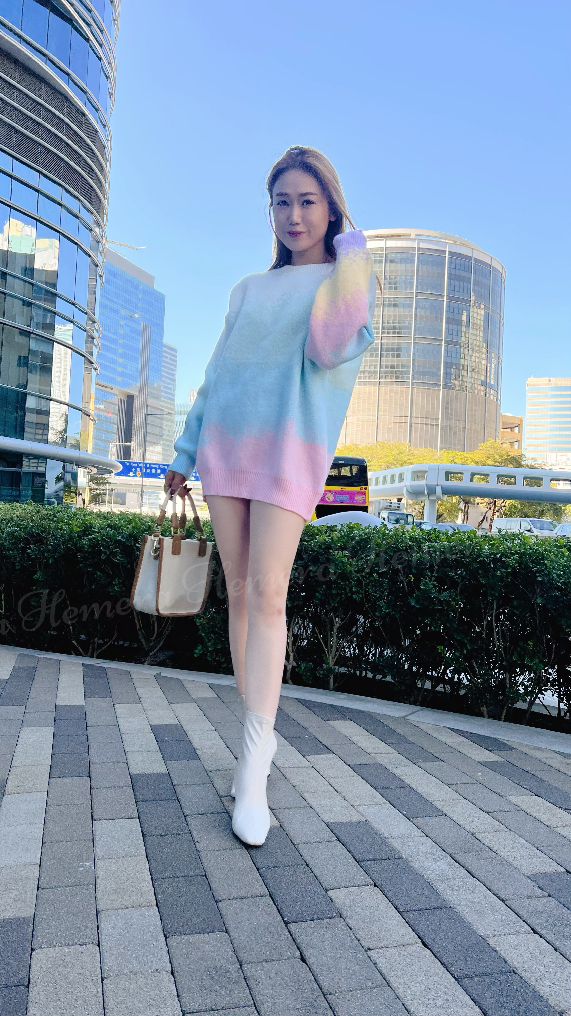 TP23W0121 可愛闊版漸變色連身裙