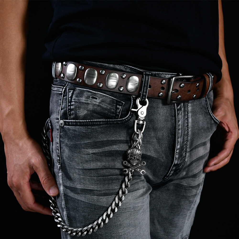 骷髏頭板手古銀款 金屬褲鍊/腰鍊/錢包鍊－免運