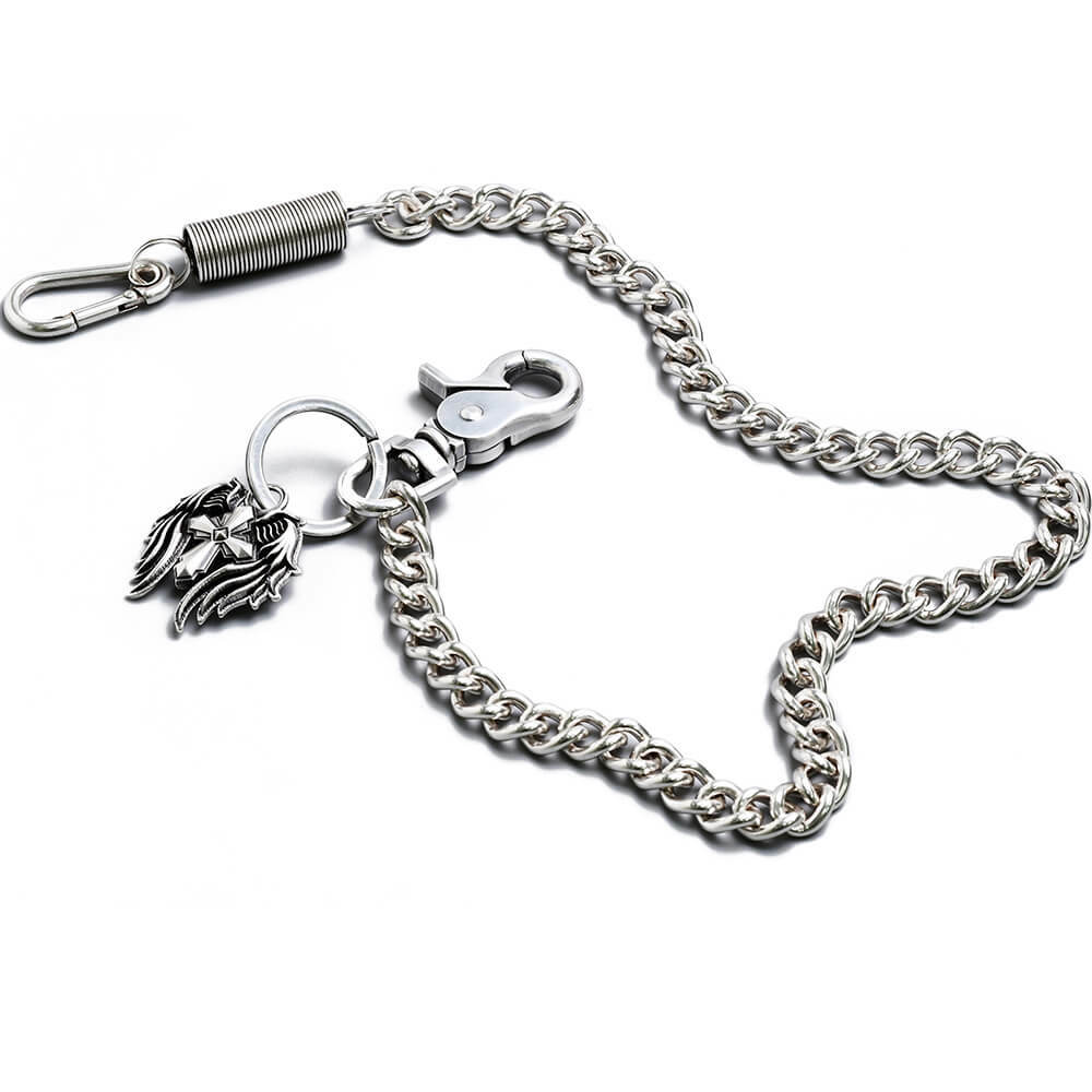 十字架翅膀亮銀款 金屬褲鍊/腰鍊/錢包鍊－免運