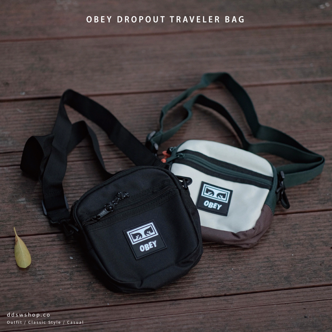 OBEY Minibag 包包 小包 斜背包 黑色 米白拼接