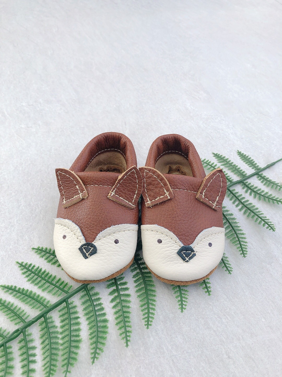 美國Starry Knight Design 真皮小狐狸學步鞋 - Chestnut Fox