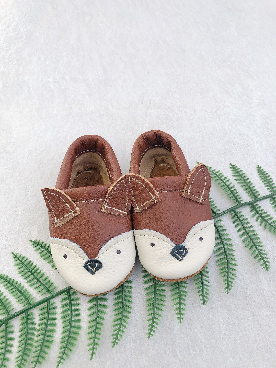 美國Starry Knight Design 真皮小狐狸學步鞋 - Chestnut Fox