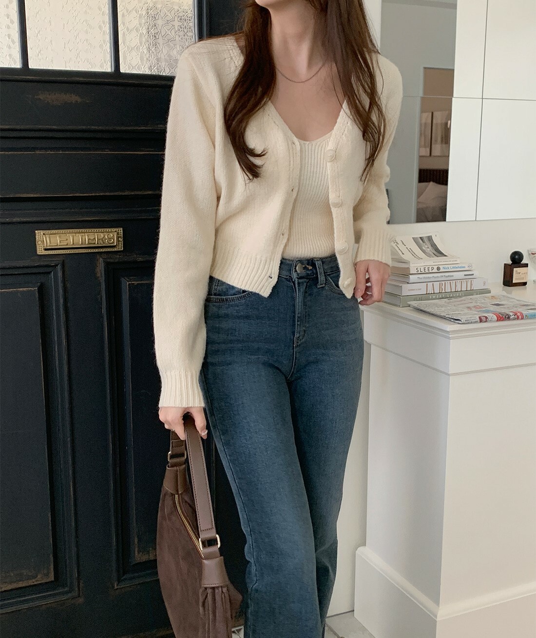 韓國Dejou授權 初戀氛圍四色排釦外套+針織背心SET