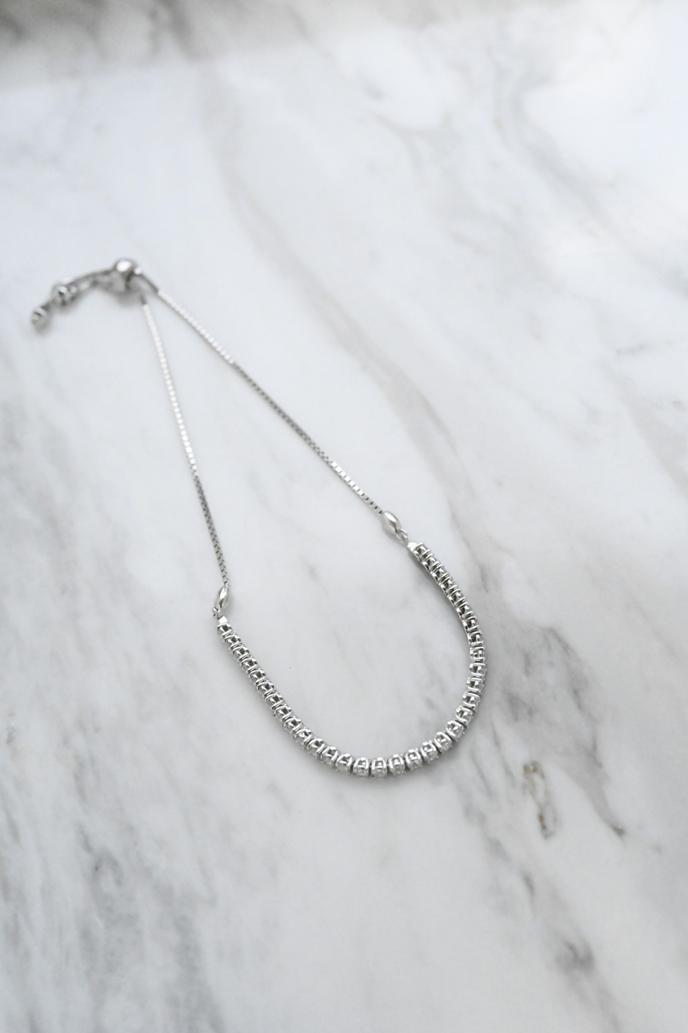 18K Four prong Half Diamond Adjustable Bracelet