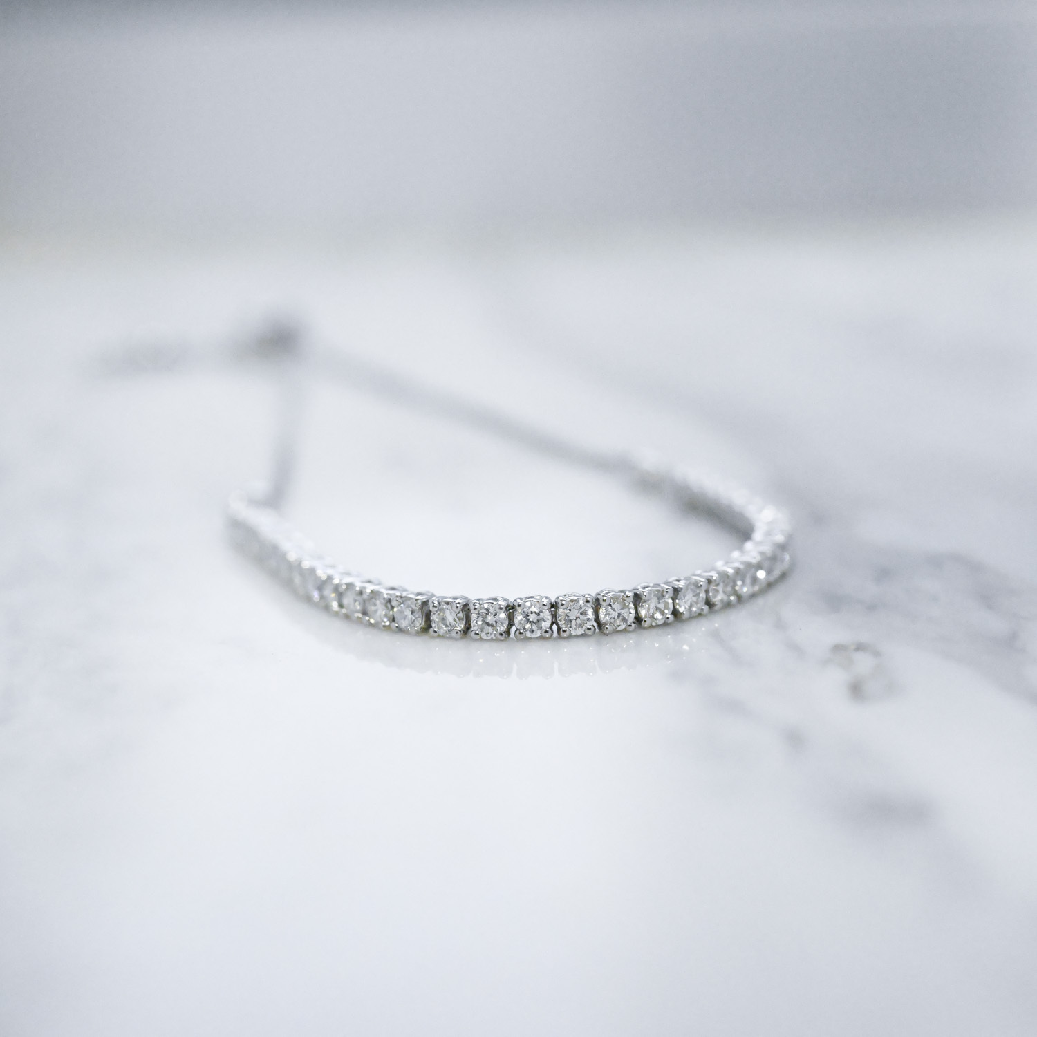 18K Four prong Half Diamond Adjustable Bracelet