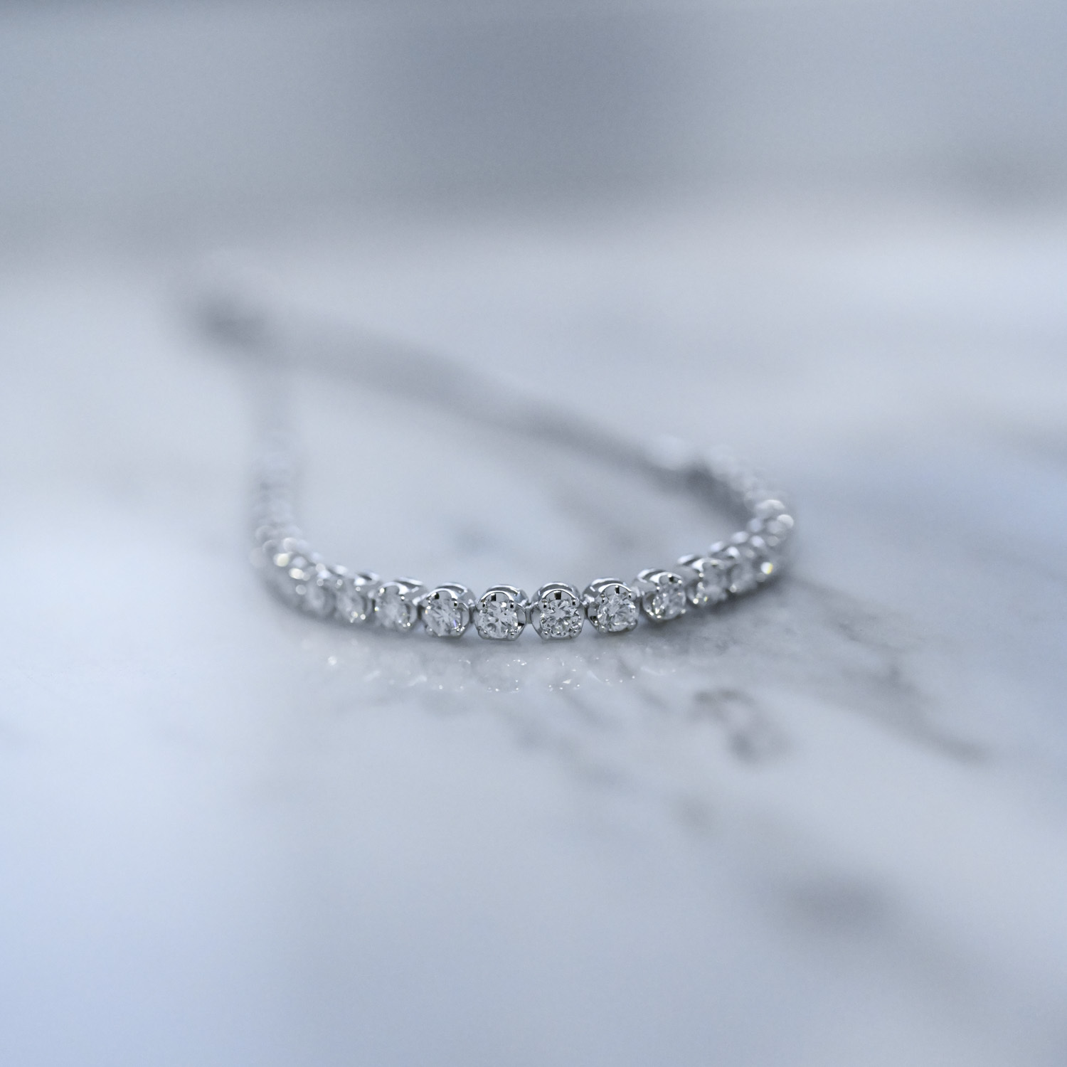 18K Round Prong Half Diamond Adjustable Bracelet