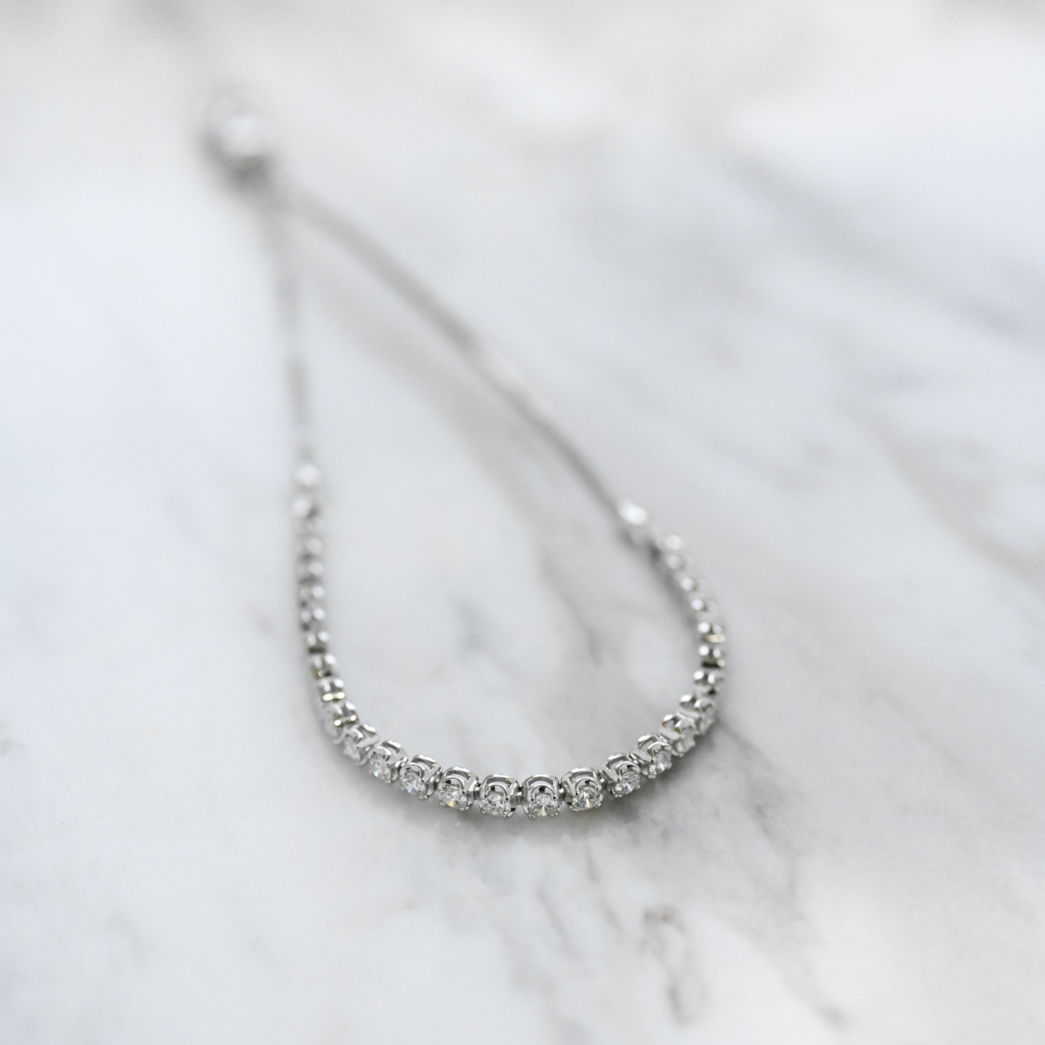 18K Round Prong Half Diamond Adjustable Bracelet