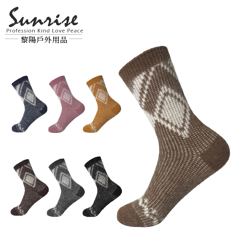 復古幾何中筒羊毛襪 女款 (7色) WOOL/透氣吸汗/保暖舒適/彈性耐磨/輕量柔軟 44CFA54831