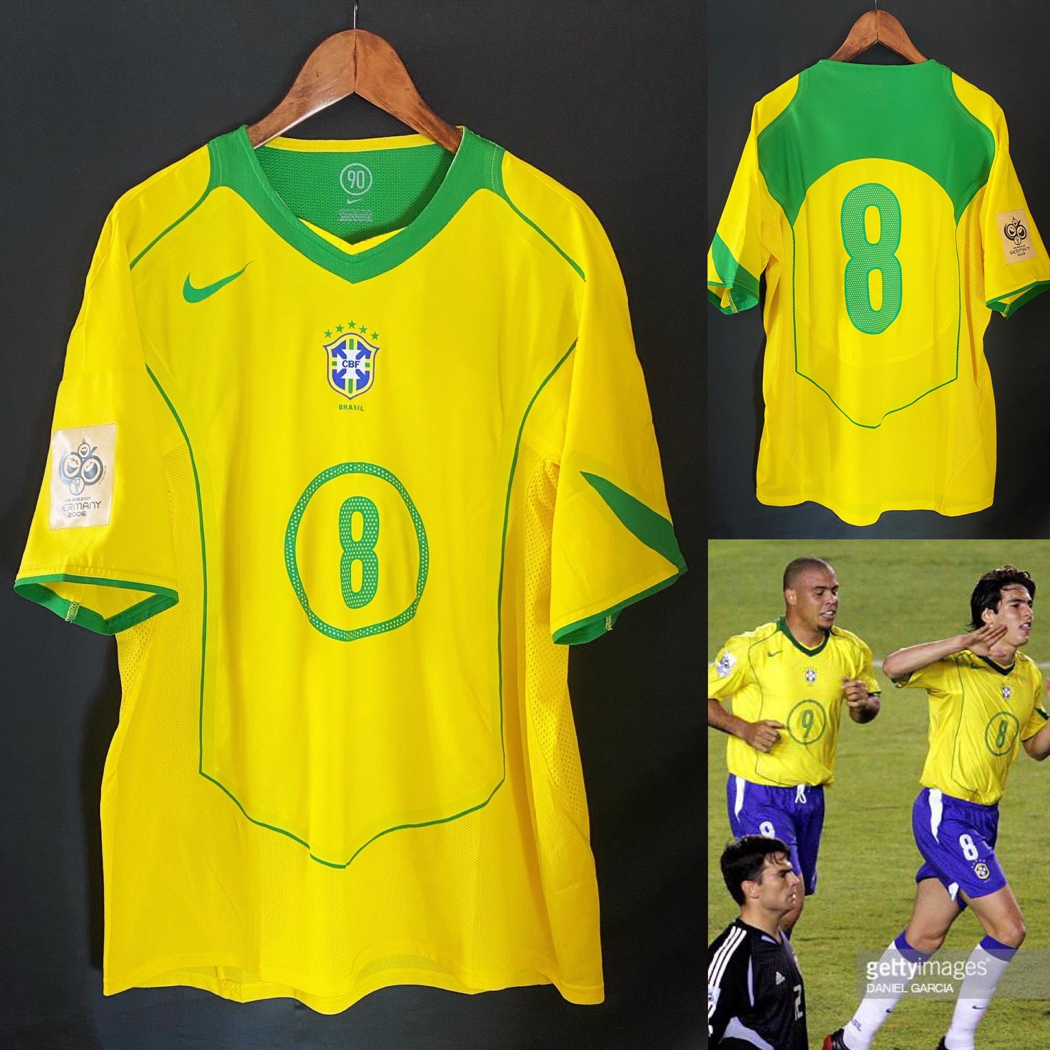 ウェア BRAZIL - 2004 () Brazil 2004 Re-Issue RONALDINHO #10 Home shirt BNWT Size M