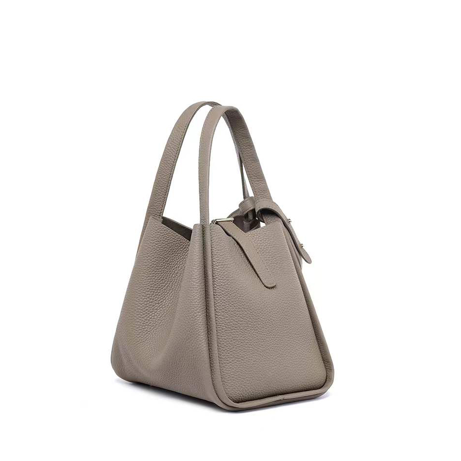 頭層牛皮單肩手拎女提水桶成包