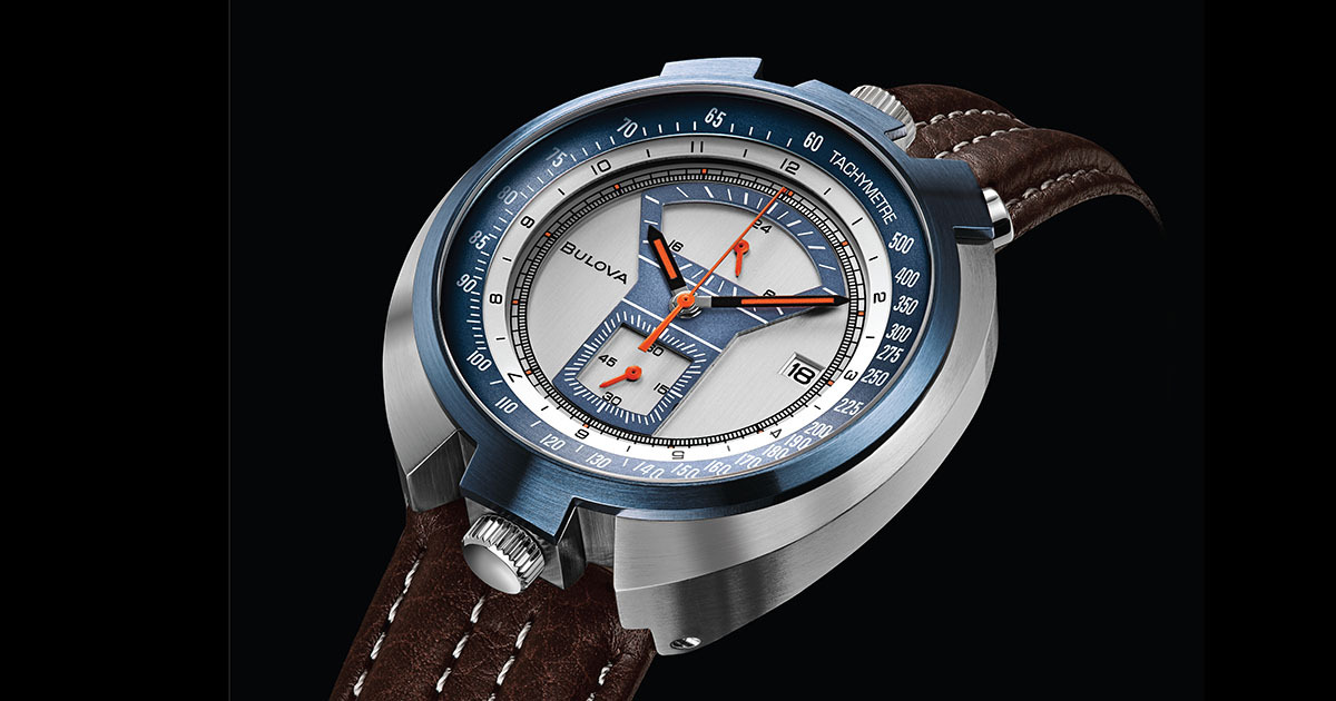 萬年鐘錶 - BULOVA 寶路華  Parking  Meter  復刻1973年停車收費錶  牛頭三眼計時皮革男錶  98B390 錶徑 43MM