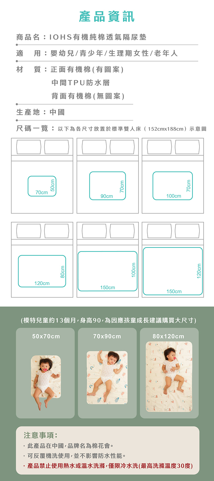 IOHS十分幸福隔尿墊產品資訊