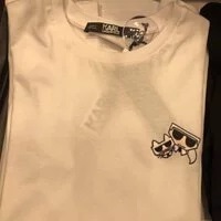 [S] KARL LAGERFELD KOCKTAIL COUPLE PATCH TEE,WHITE, 208W1707-100 [FINAL SALE] (SKL441)