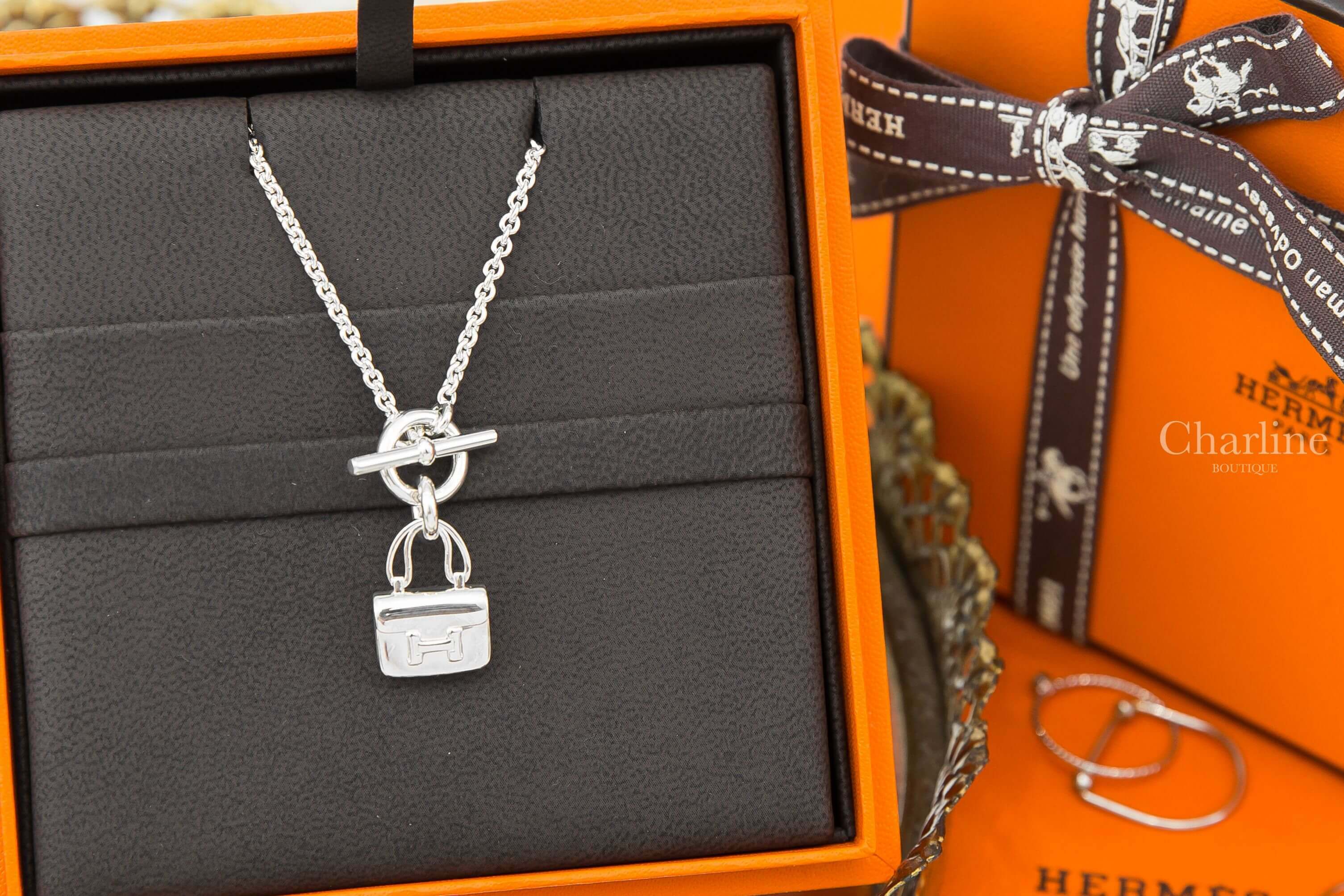 Hermès Amulettes Constance Pendant 銀色康康包銀飾墜飾項鍊