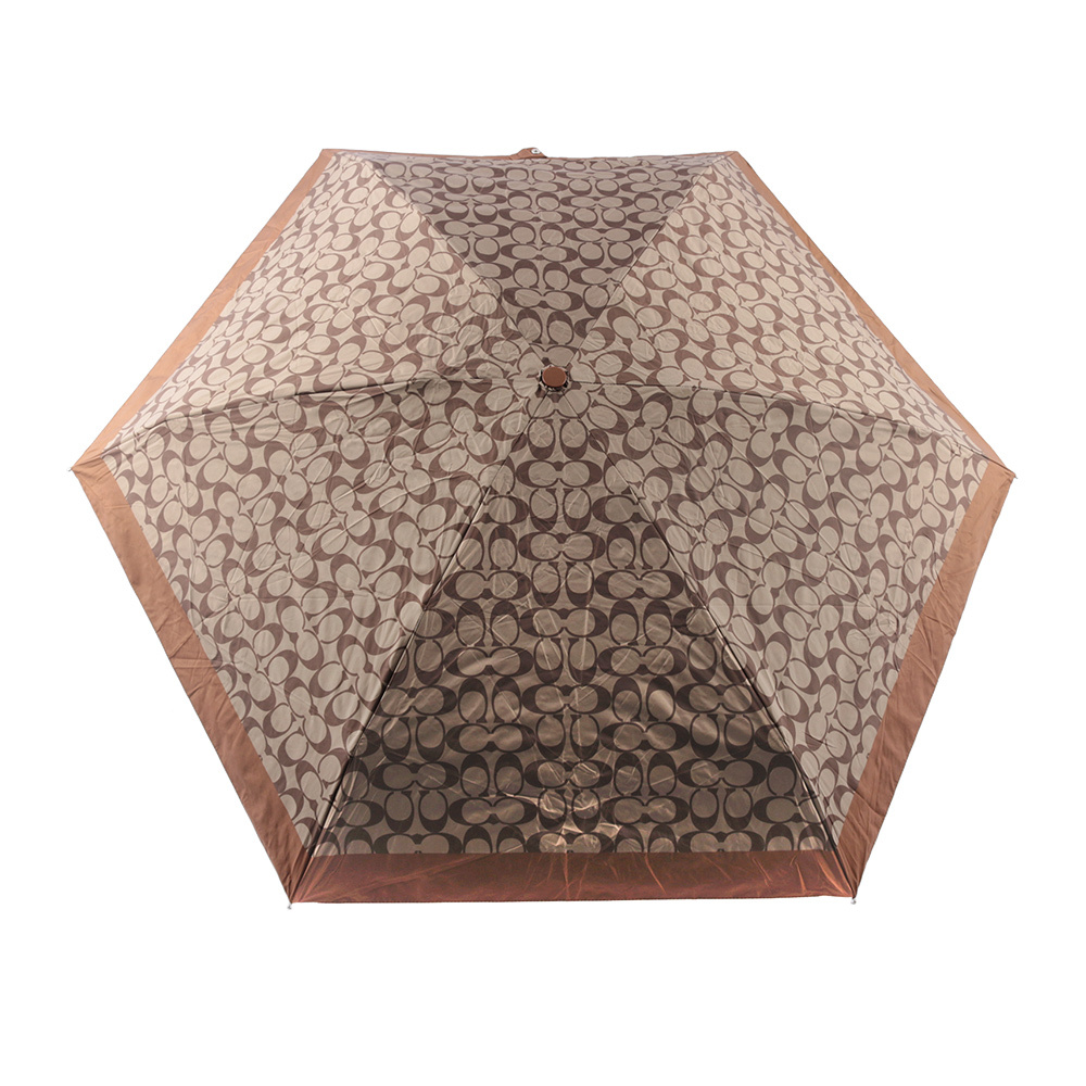 【COACH 】CC Logo 滿版標誌環保材質迷你雨傘(焦糖色)