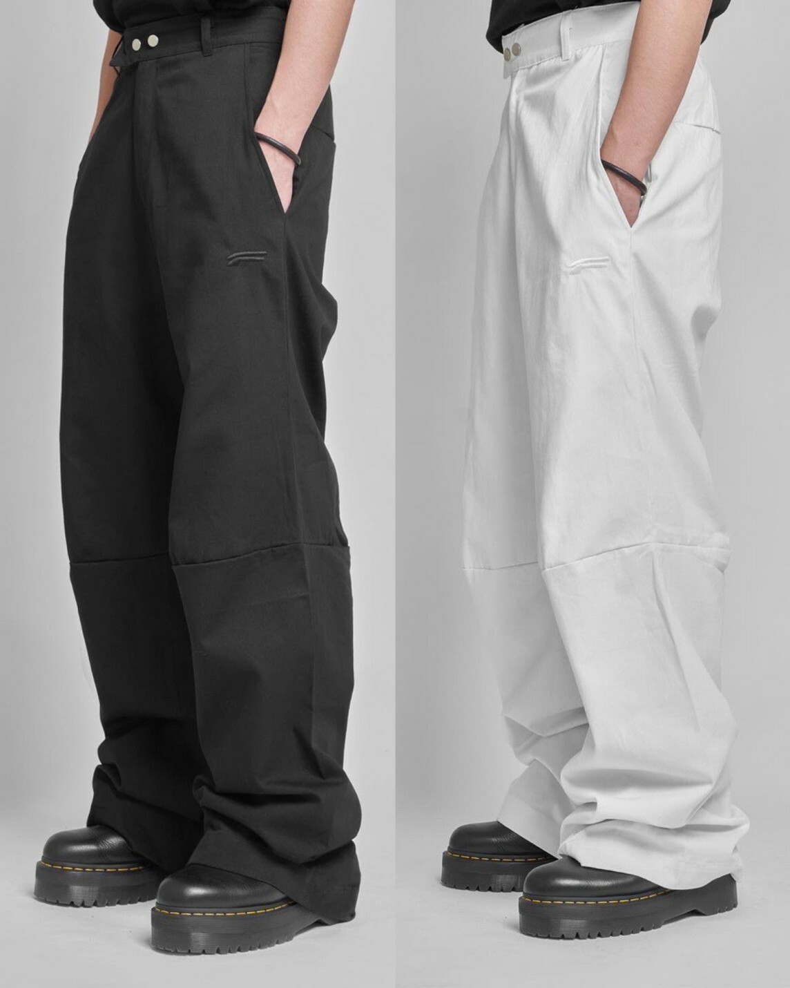 Fe3c F刺繡Logo 3D剪裁 寬版落地褲