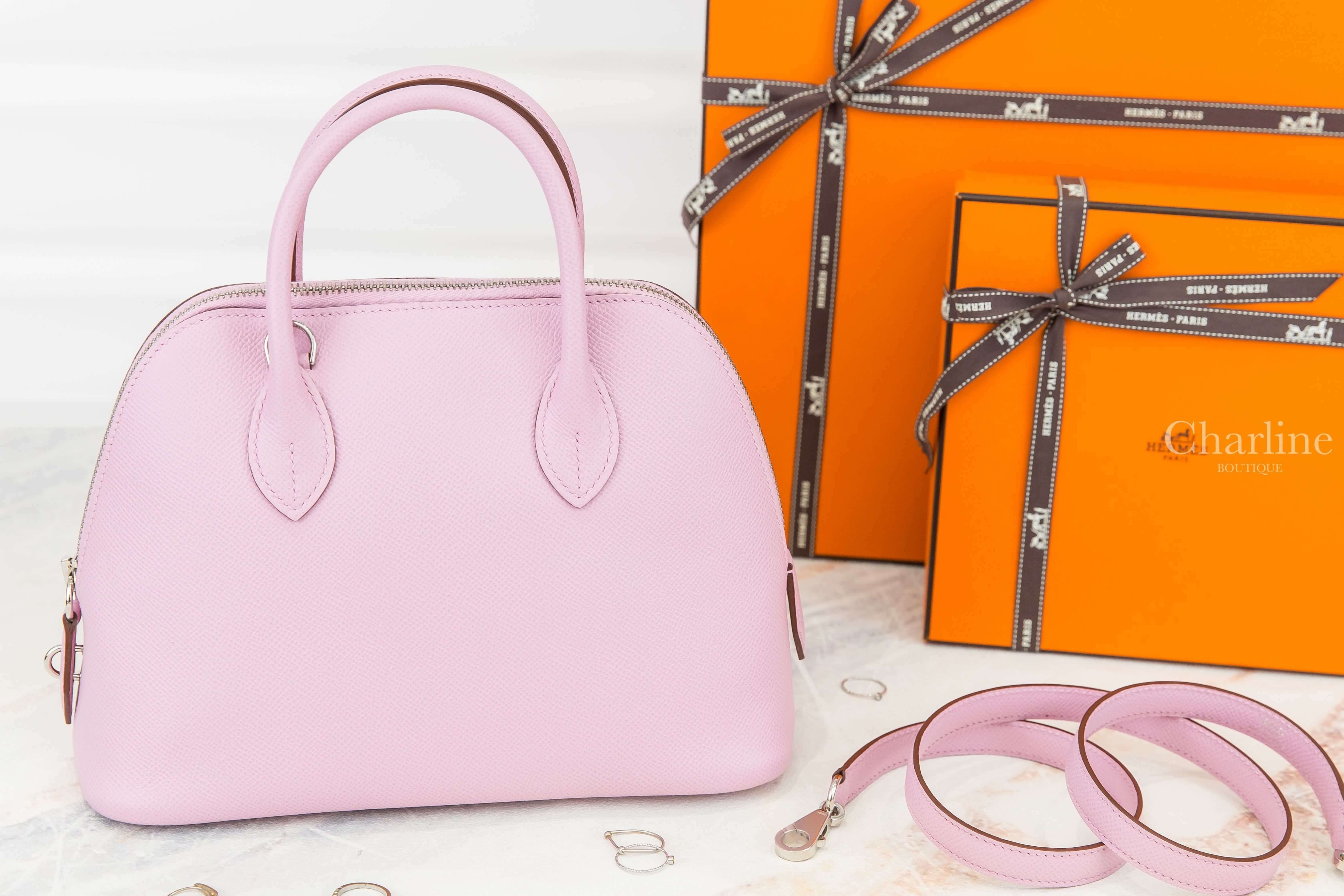 Hermès Bolide 1923 25cm X9 Mauve Sylvestre Veau Epsom U刻錦葵粉銀釦手提肩背包-Charline Boutique 精品代購