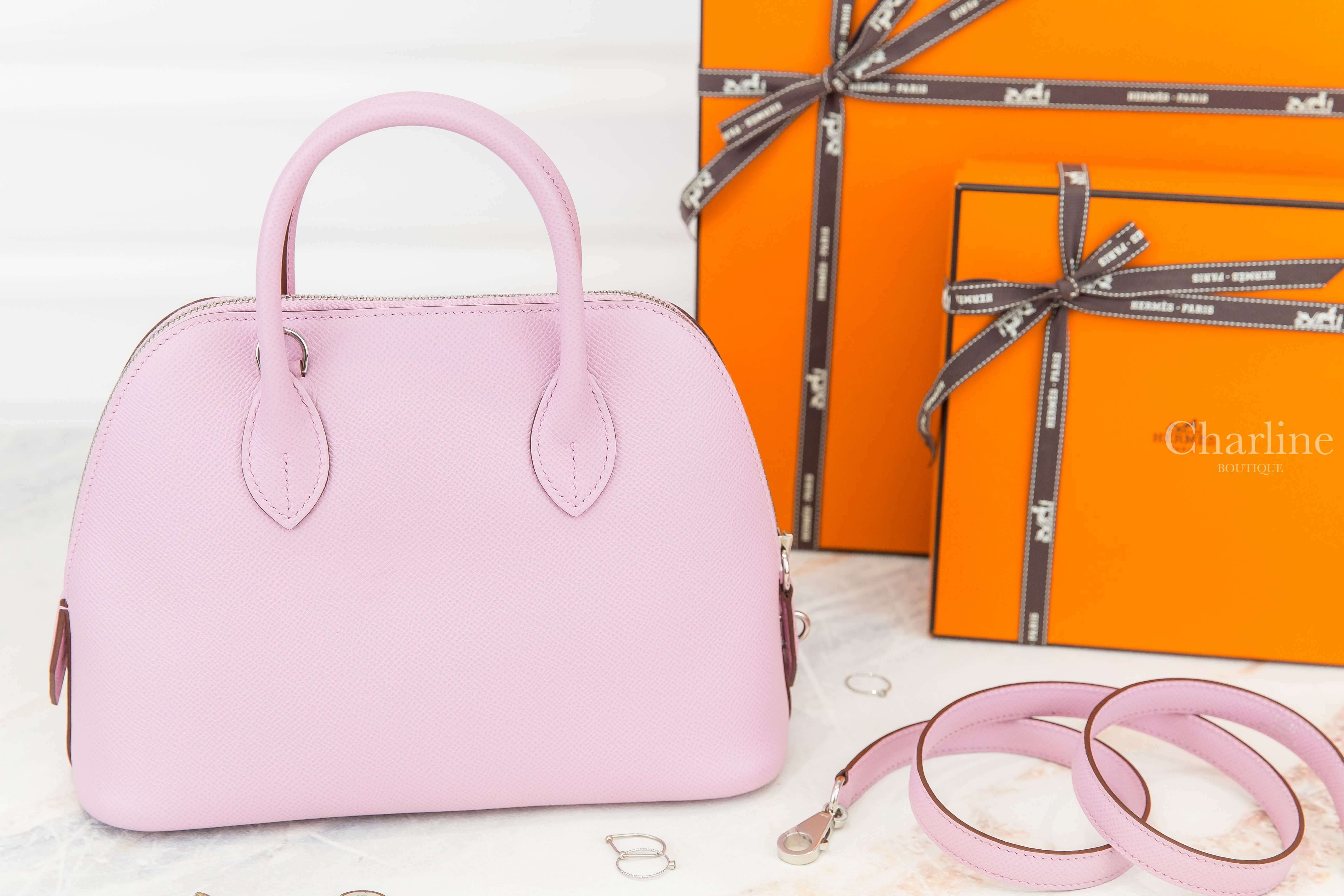 Hermès Bolide 1923 25cm X9 Mauve Sylvestre Veau Epsom U刻錦葵粉銀釦手提肩背包-Charline Boutique 精品代購