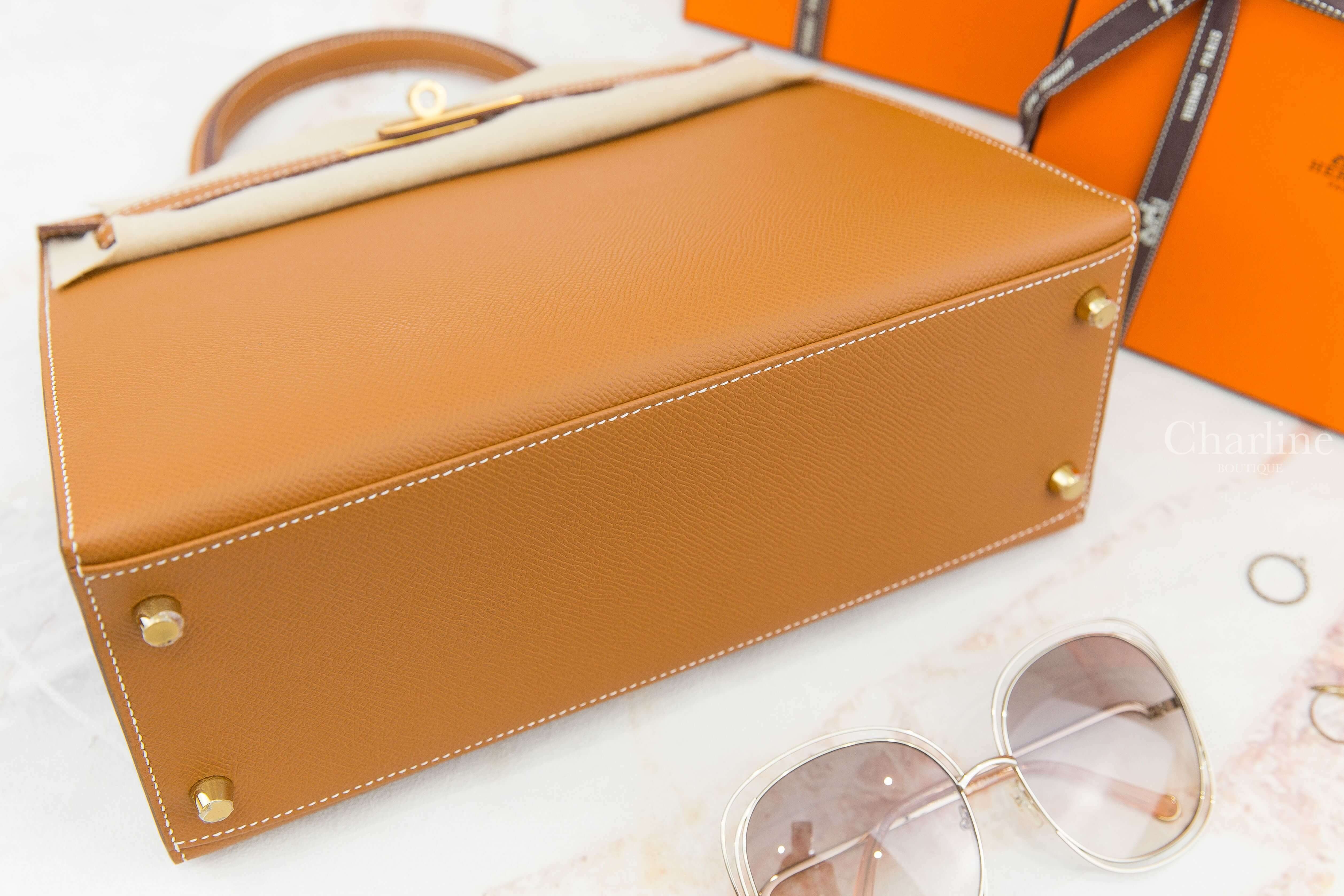 Hermès Kelly II 28cm 37 Gold Epsom U刻焦糖色金釦凱莉包-Charline Boutique 精品代購