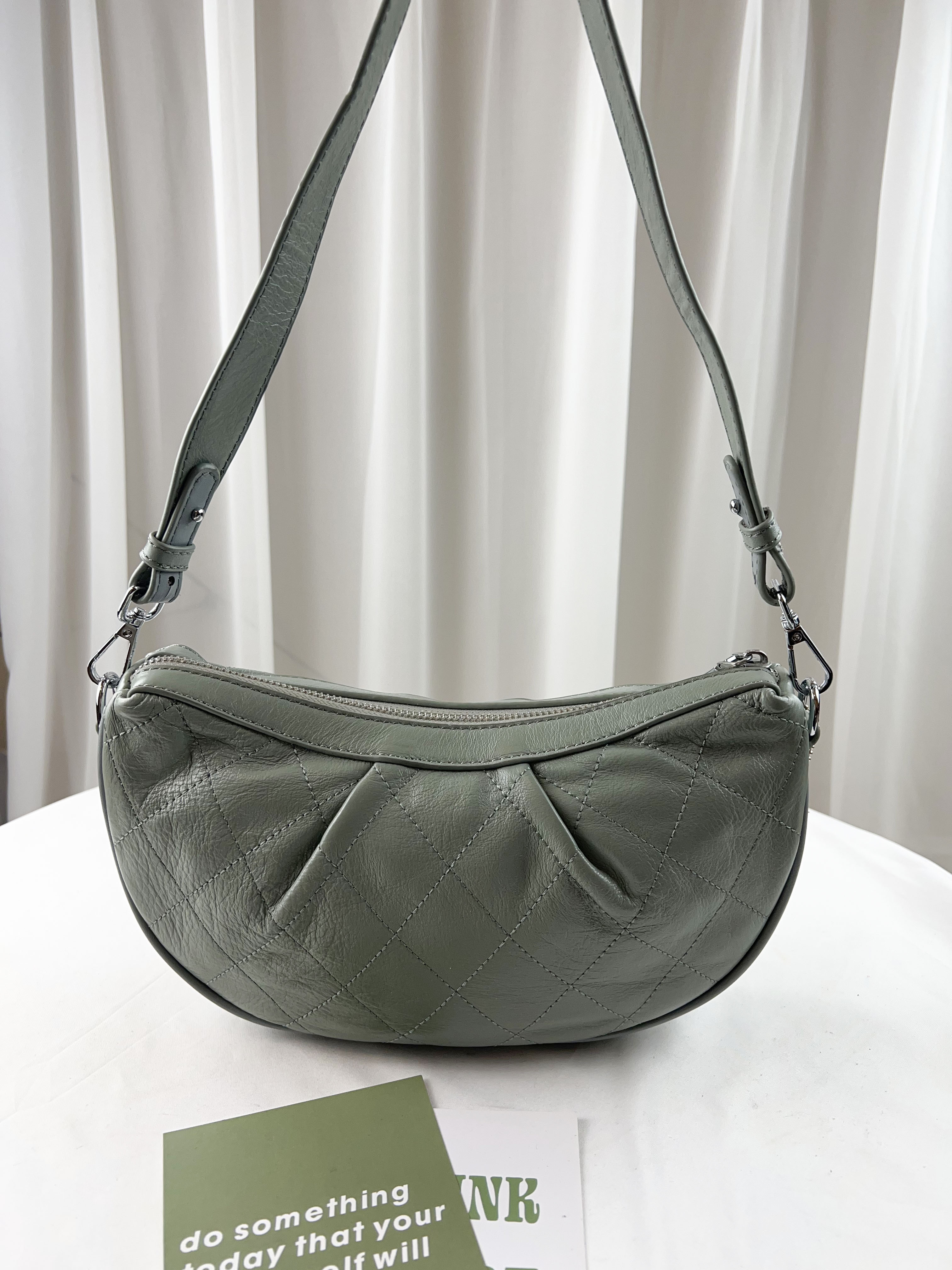 灰藍 真皮牛皮肩背包 / 側背包  #SM-2046