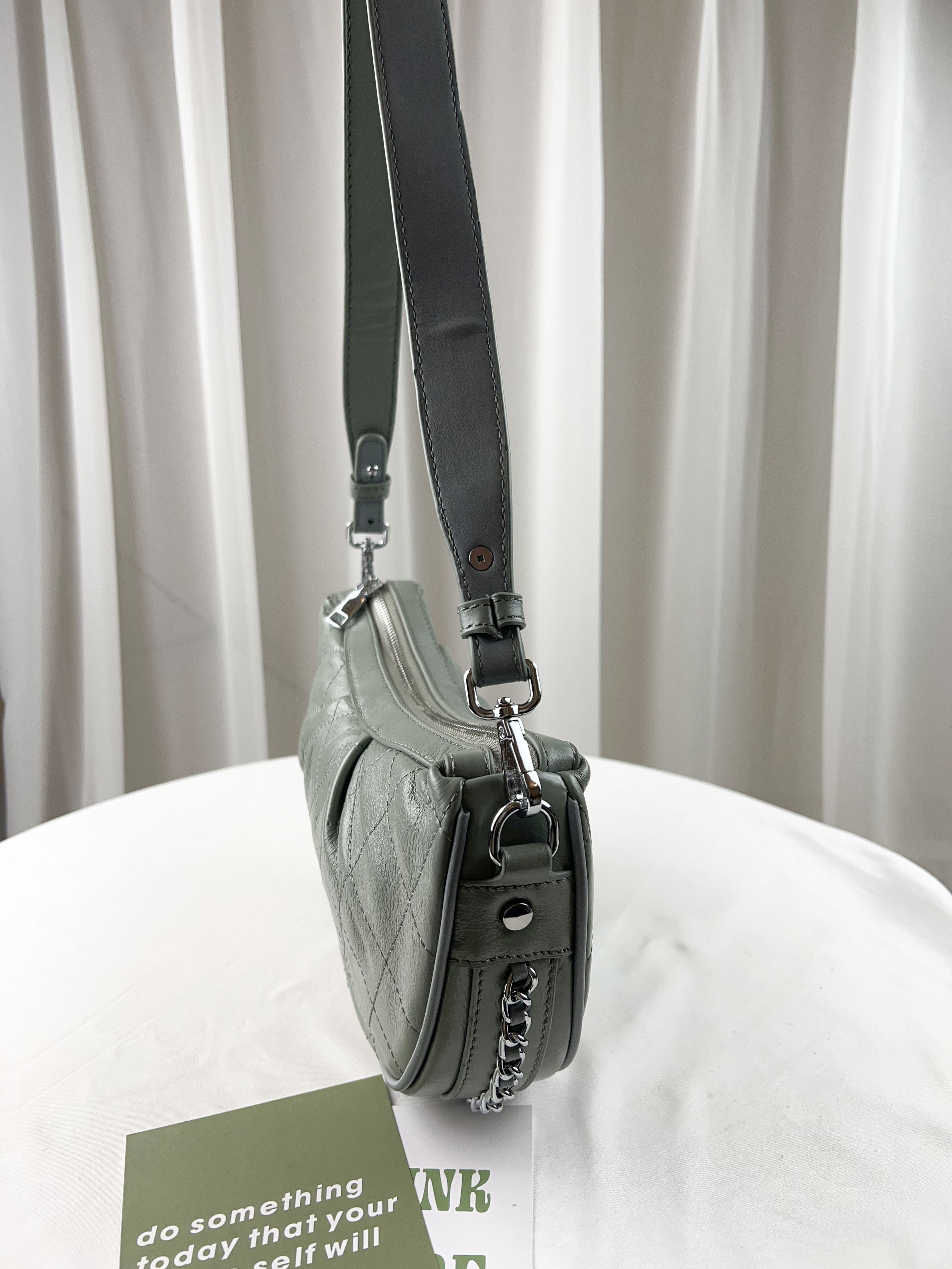 灰藍 真皮牛皮肩背包 / 側背包  #SM-2046