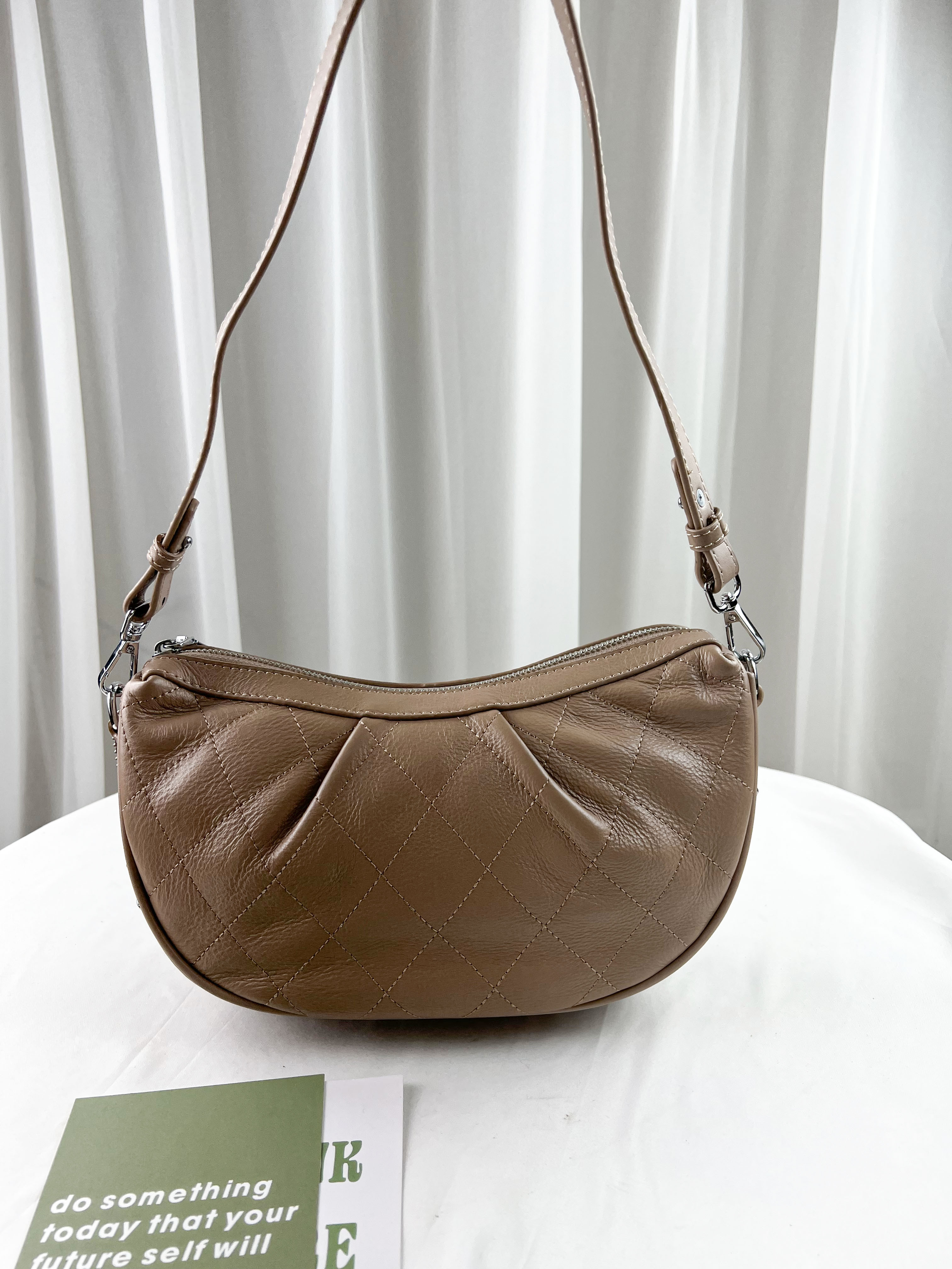 焦糖棕 真皮牛皮肩背包 / 側背包  #SM-2046