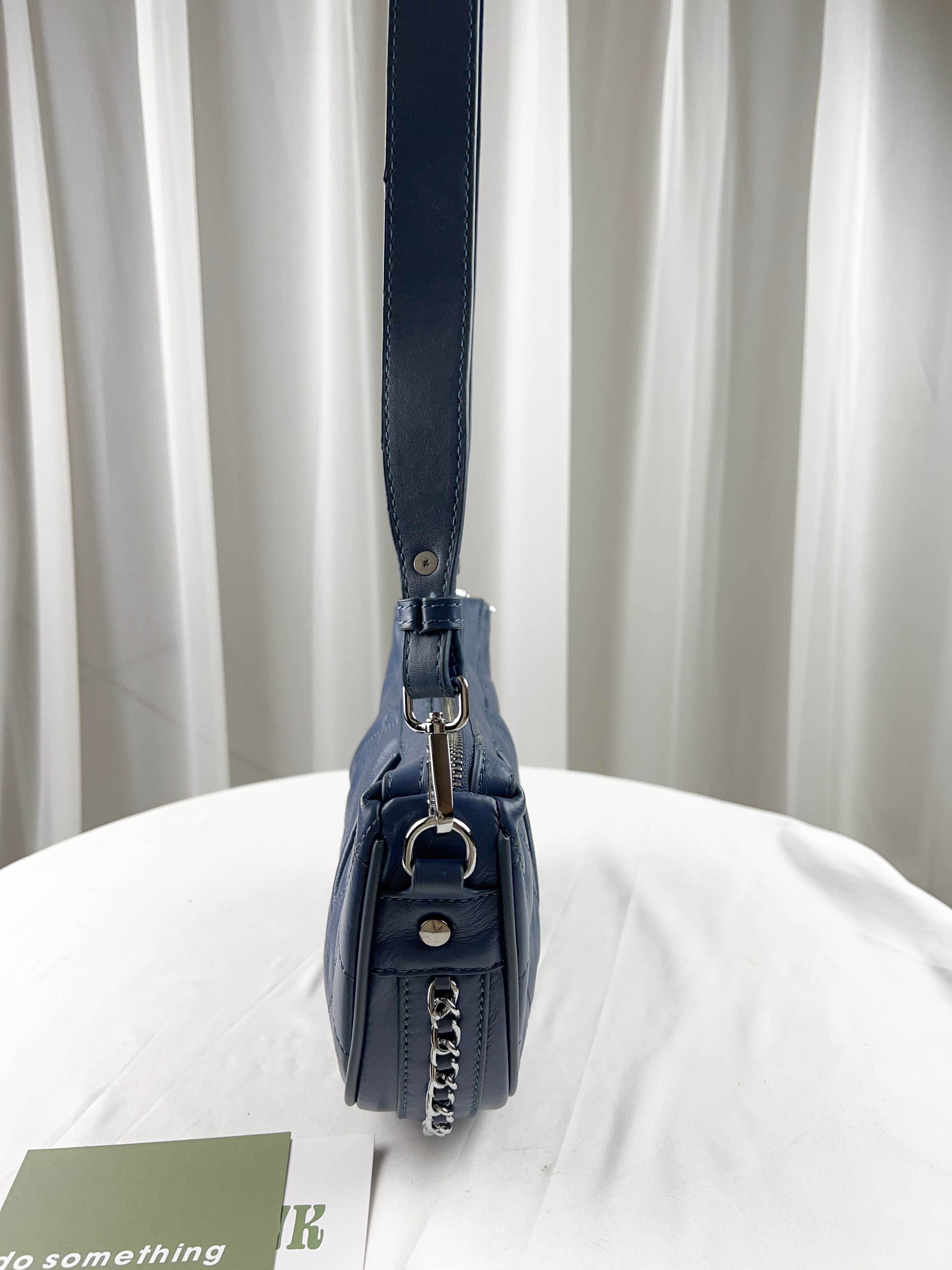 深藍 真皮牛皮肩背包 / 側背包  #SM-2046