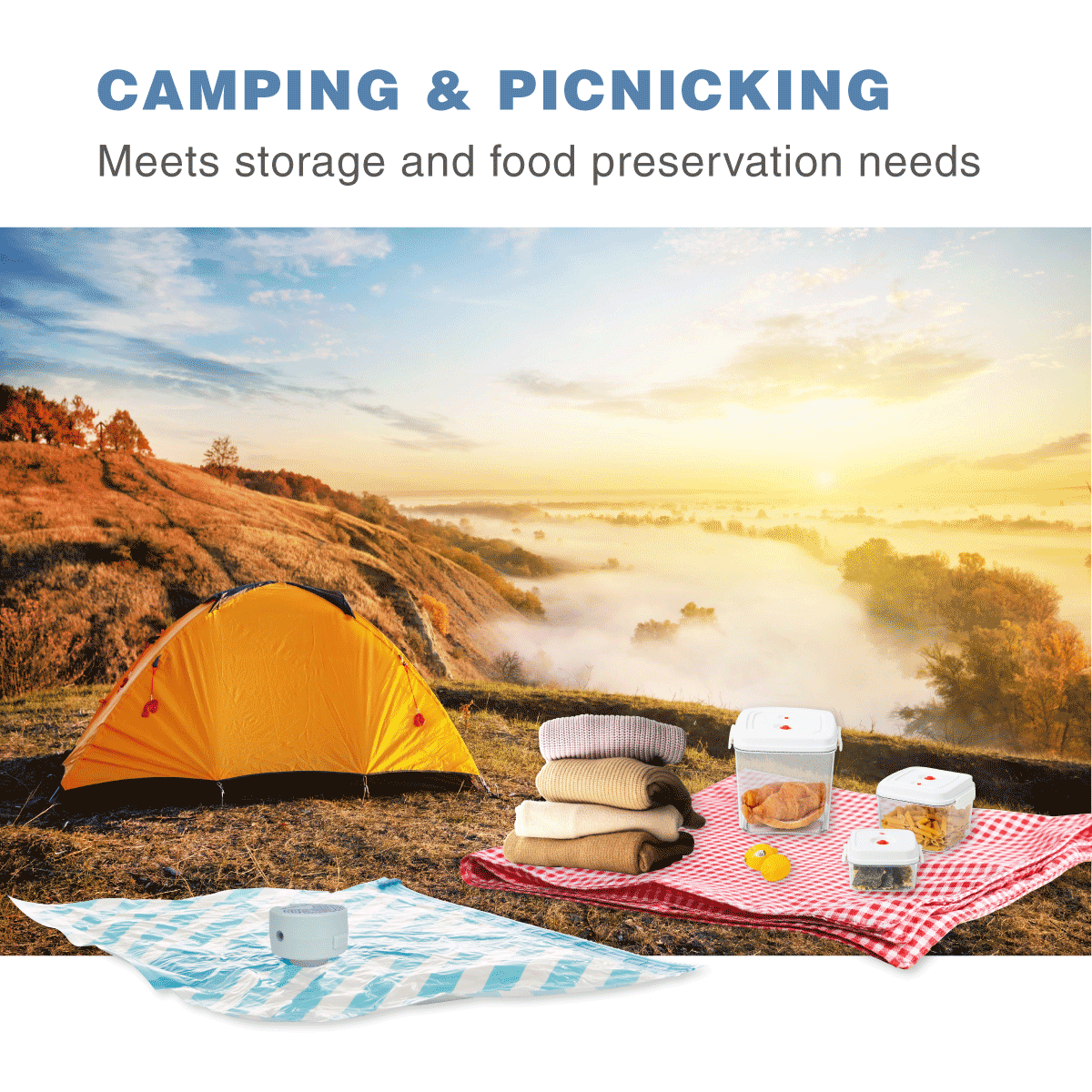 DR. SAVE 2-in-1 rechargeable mini vacuum pump can be used for camping and picnicking