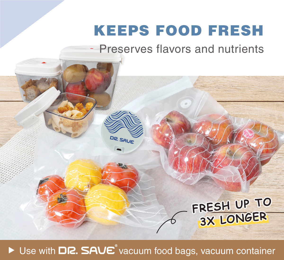 DR. SAVE 2-in-1 rechargeable mini vacuum pump can be used for food preservation