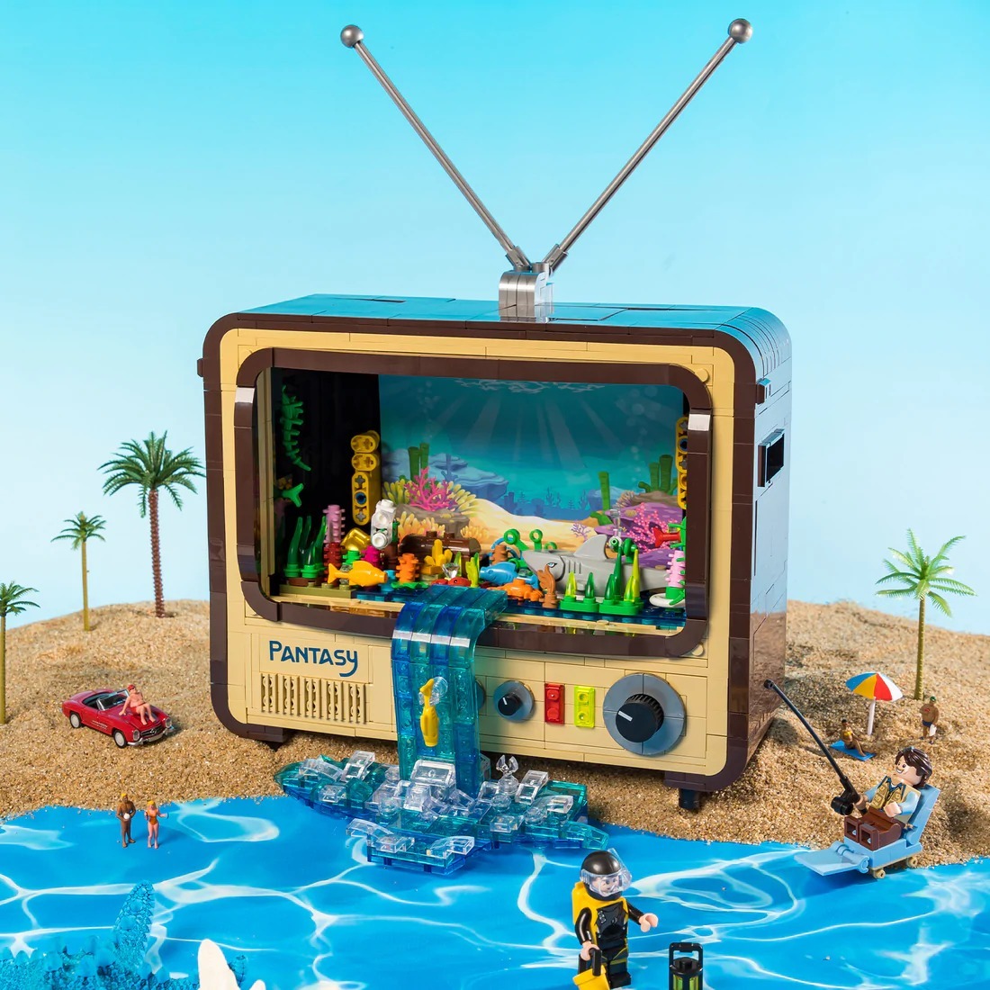 拼奇 1960 復古電視機 手機架 收藏積木(61008)