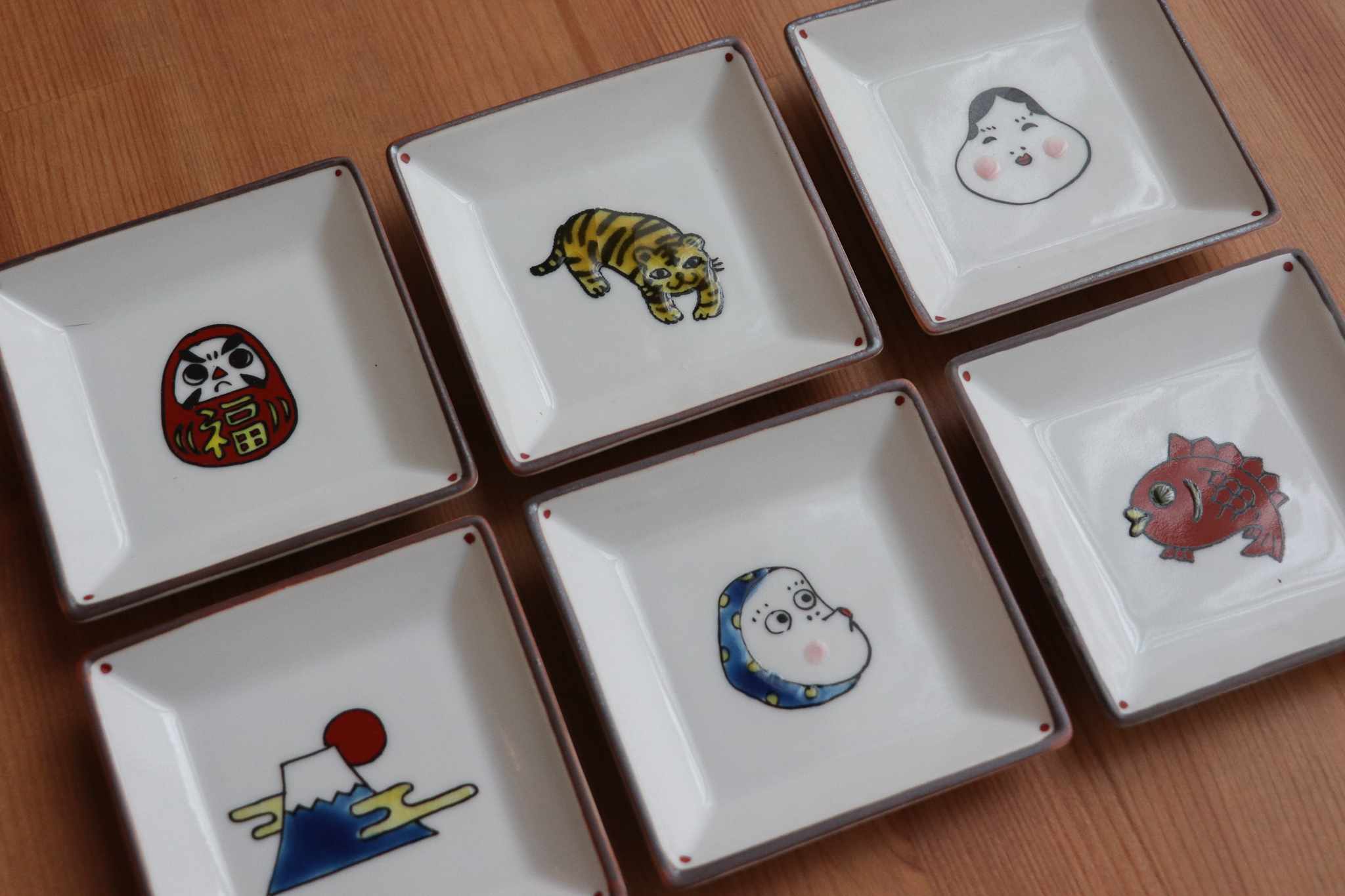 日本 九谷燒 雙鳩窯 方形豆皿