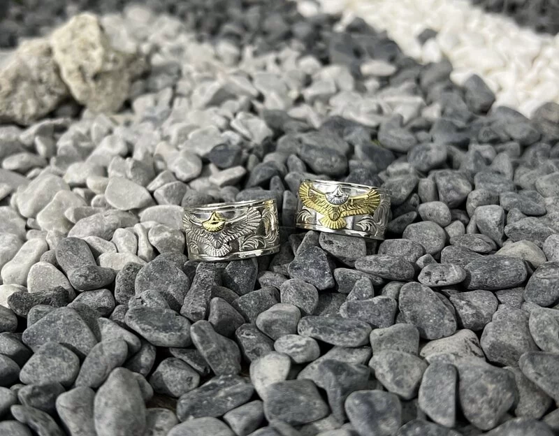 全手雕鷹唐草戒指系列