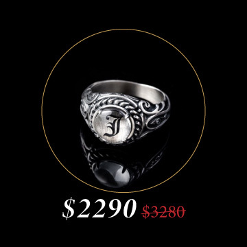 925純銀 月牙徽章 戒指