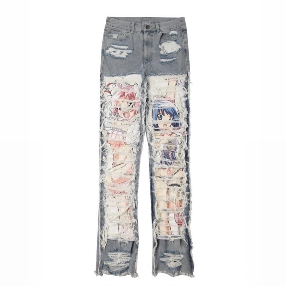 AONE4SURE x ILOVEUIHATEU Anime Twins Jeans 動漫二次元原創破壞重工藍