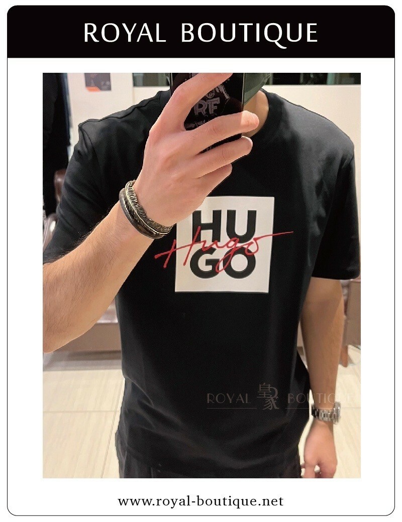 BOSS HUGO方格文字印刷短T