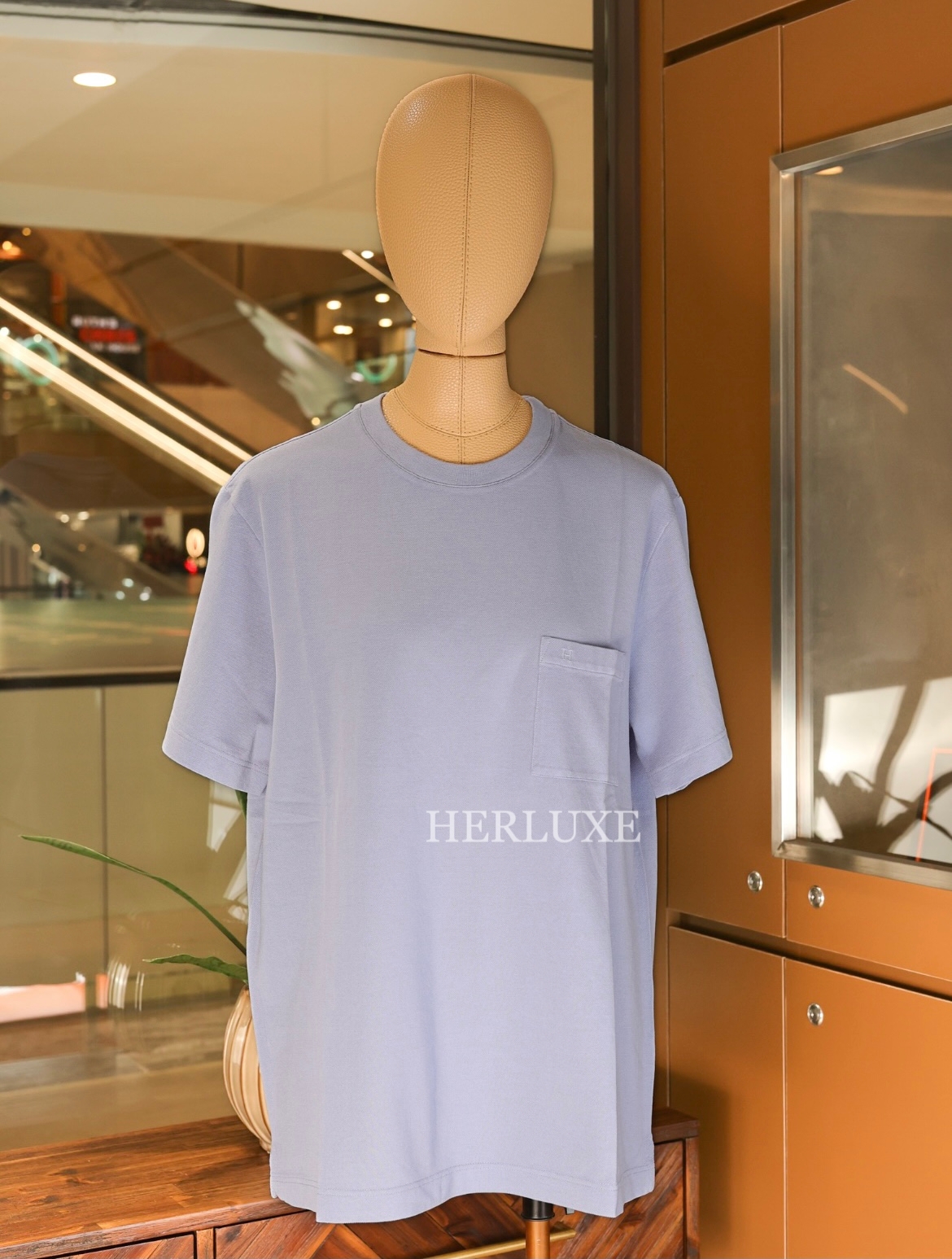 T-shirt ras du cou pique de coton 69 bleu ciel （可預訂尺碼）