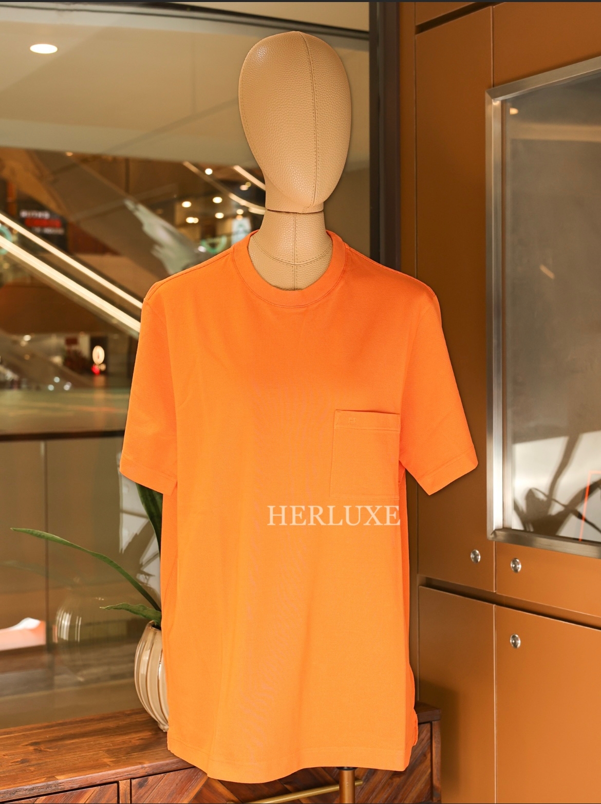T-shirt ras du cou pique de coton 30 orange hermes （可預訂尺碼）