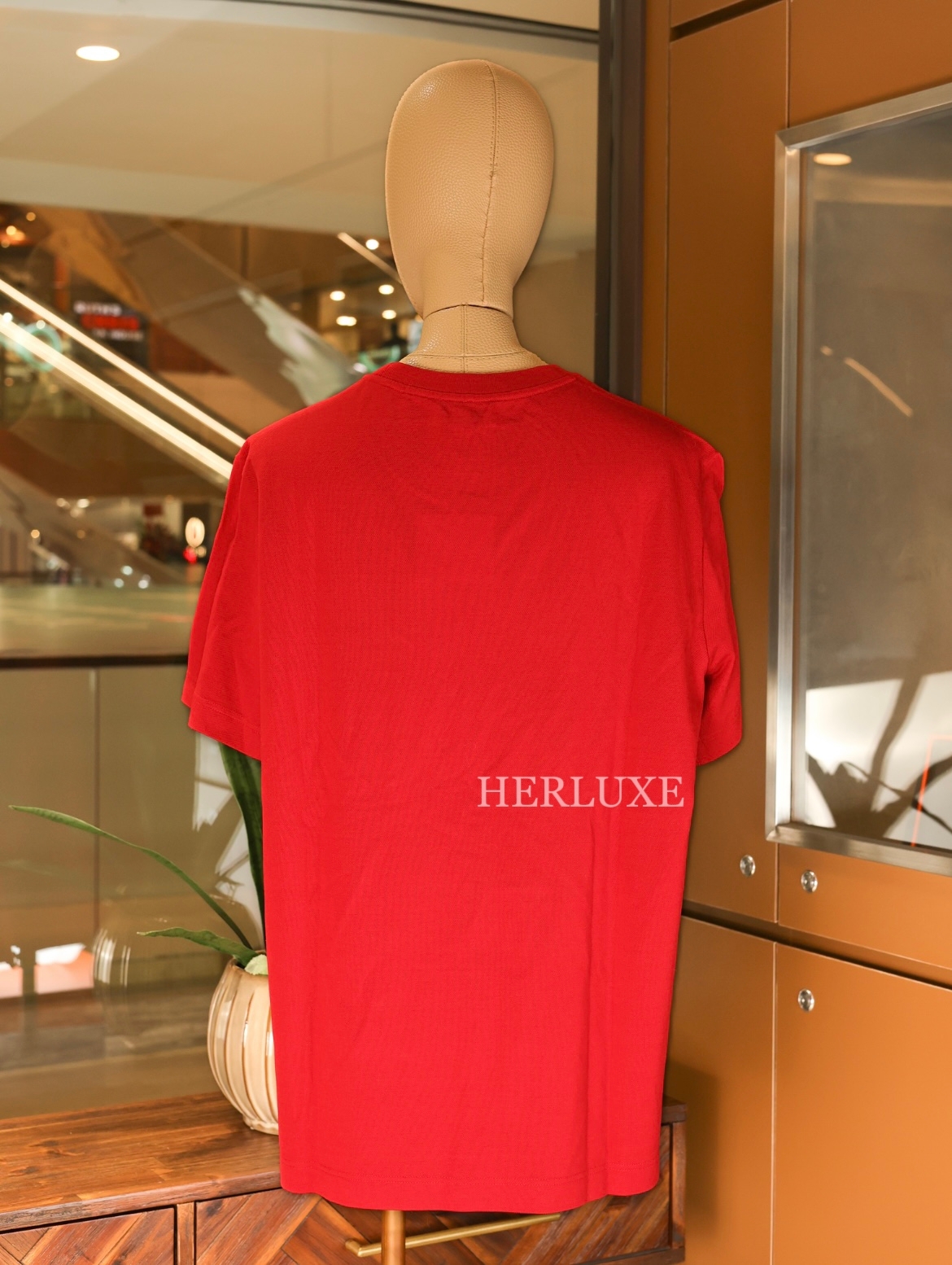 T-shirt ras du cou pique de coton 45 rouge vif （可預訂尺碼）