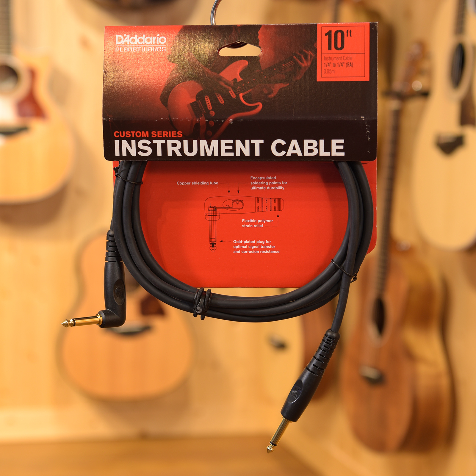 美國 Planet Waves PW-GRA  直頭+L頭 Custom 導線 10呎 20呎