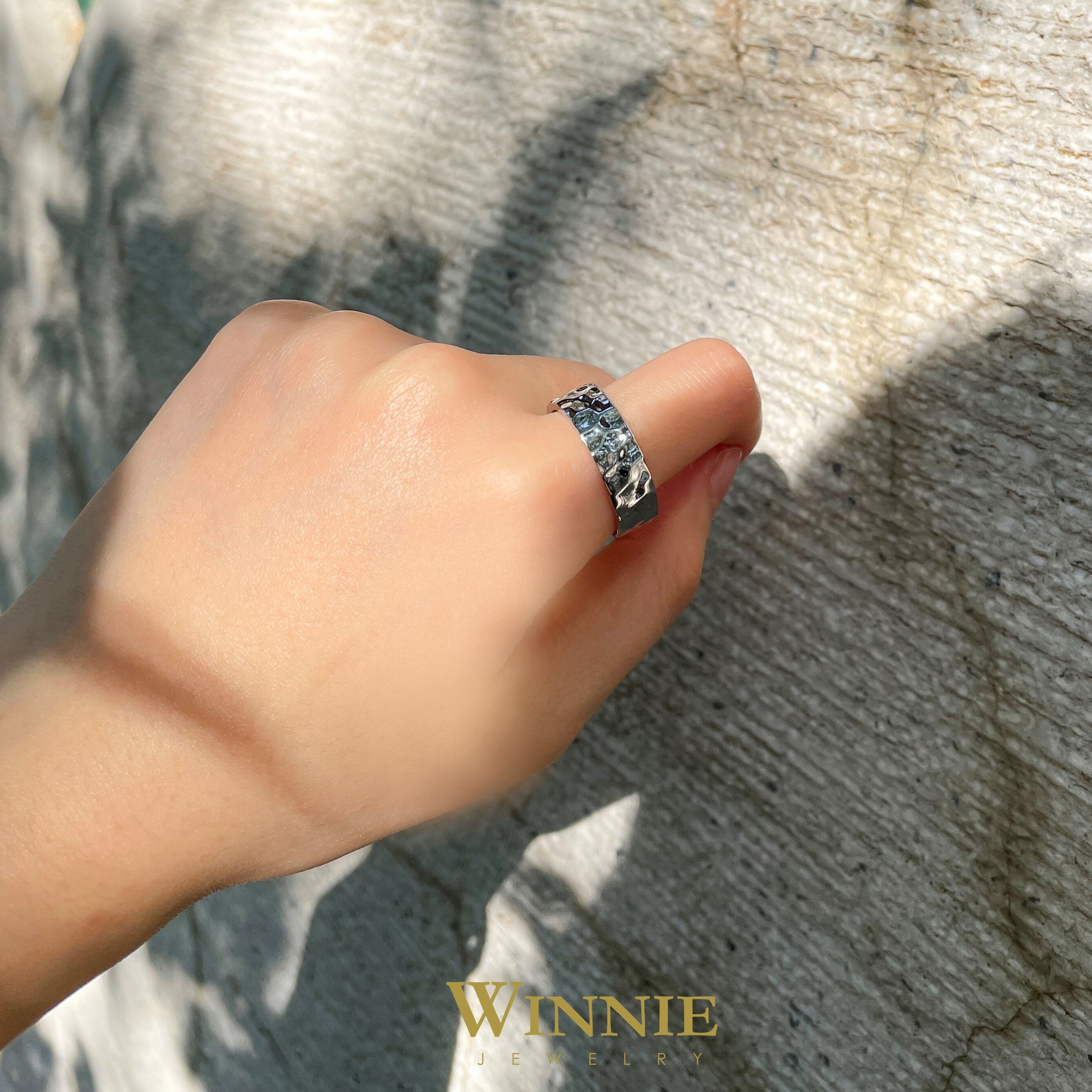 喜福不規則銀指(男)