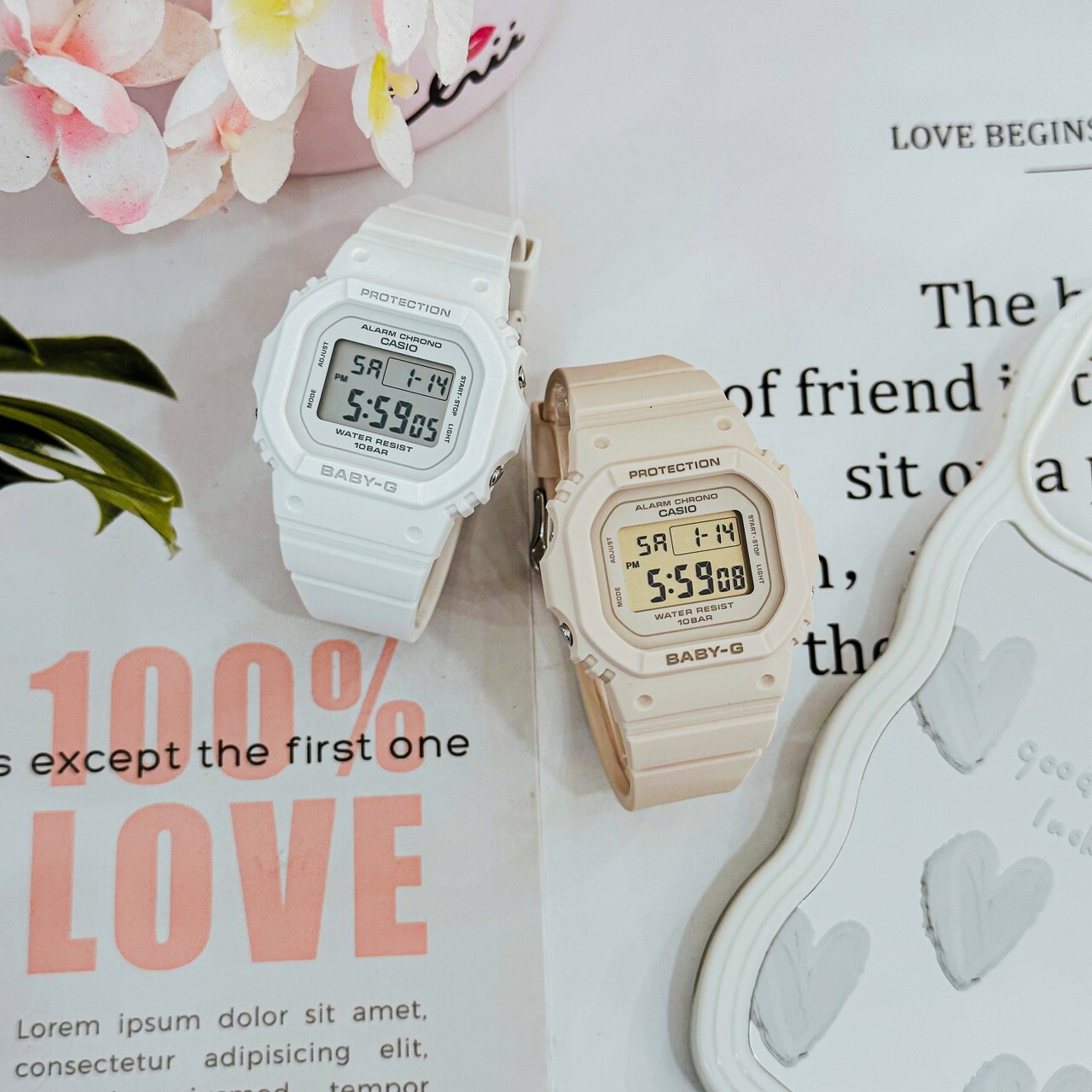 【Baby-G】經典百搭方型電子腕錶 BGD-565-4D(粉米色) /BGD-565-7D(白色) 現代鐘錶